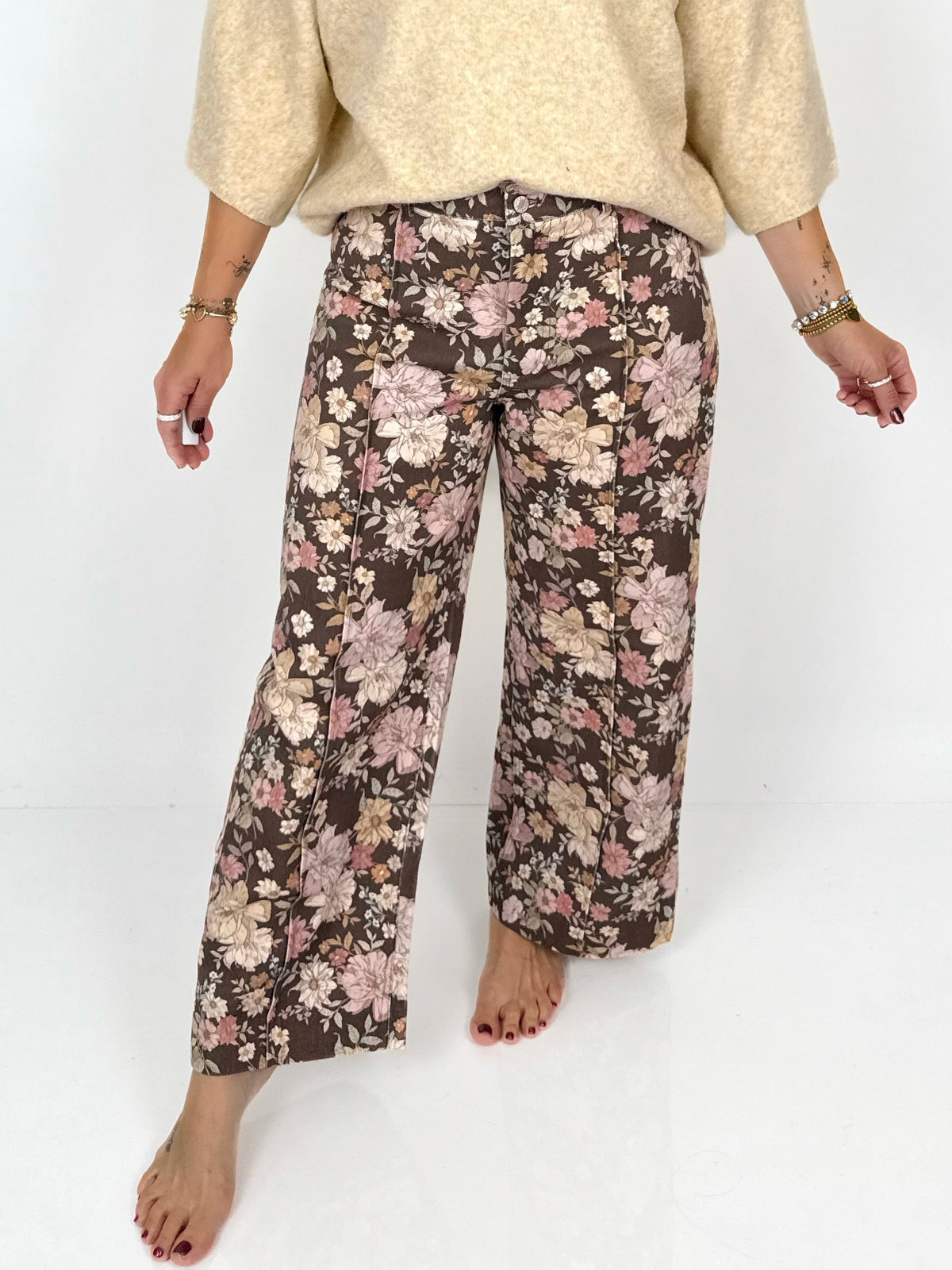 Floral Frontline Pants - Brown {S-L}