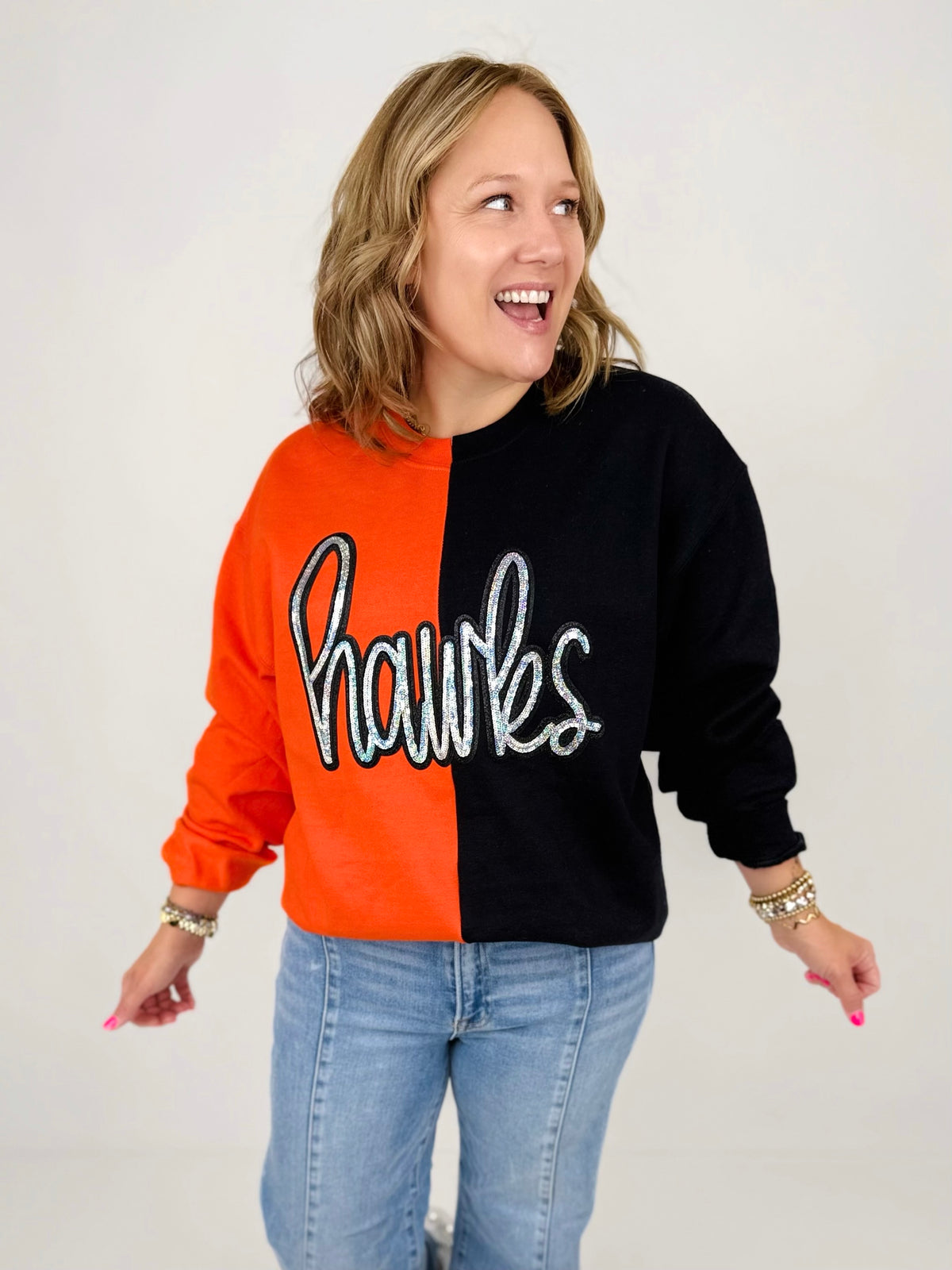HAWKS Sideline Spirit Sequin Sweatshirt {S-3X}