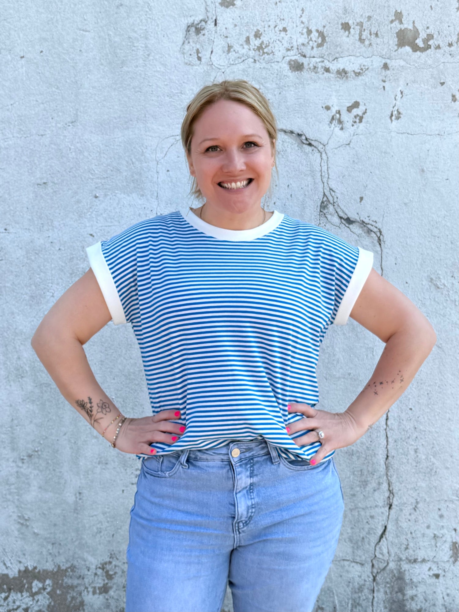 Simply Striped Top - Blue {S-3X} - KaraMarie