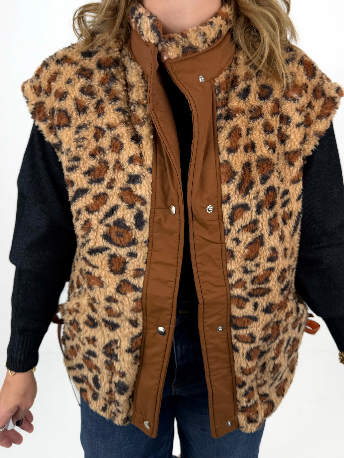 Blakeley Linden Sherpa Vest Jacket - Cheetah {XS-3X}