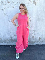 Stylish Ruched Detail Jumpsuit in Pink {S-3X} - KaraMarie