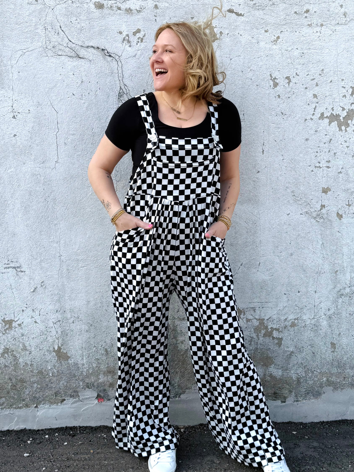 BLAKELEY CHECKERED KARLI BOHO OVERALLS - KaraMarie