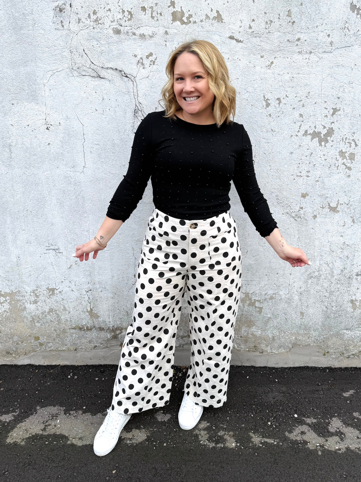 Playful Polka Wide-Leg Pants {S-2X} - KaraMarie