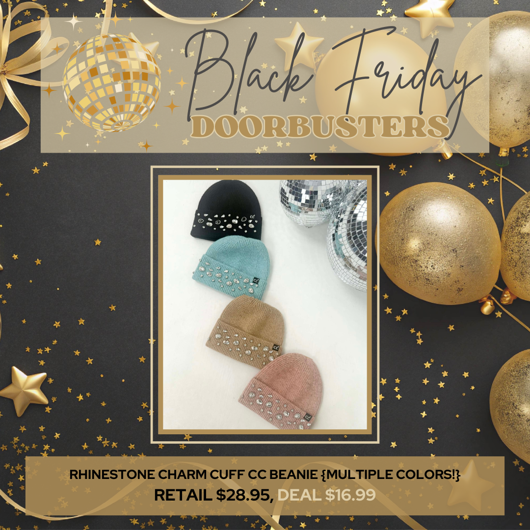 BLACK FRIDAY DEAL!! Rhinestone Charm Cuff CC Beanie {Multiple Colors!} - KaraMarie