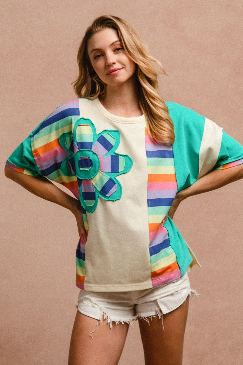 Stripes in Bloom Top