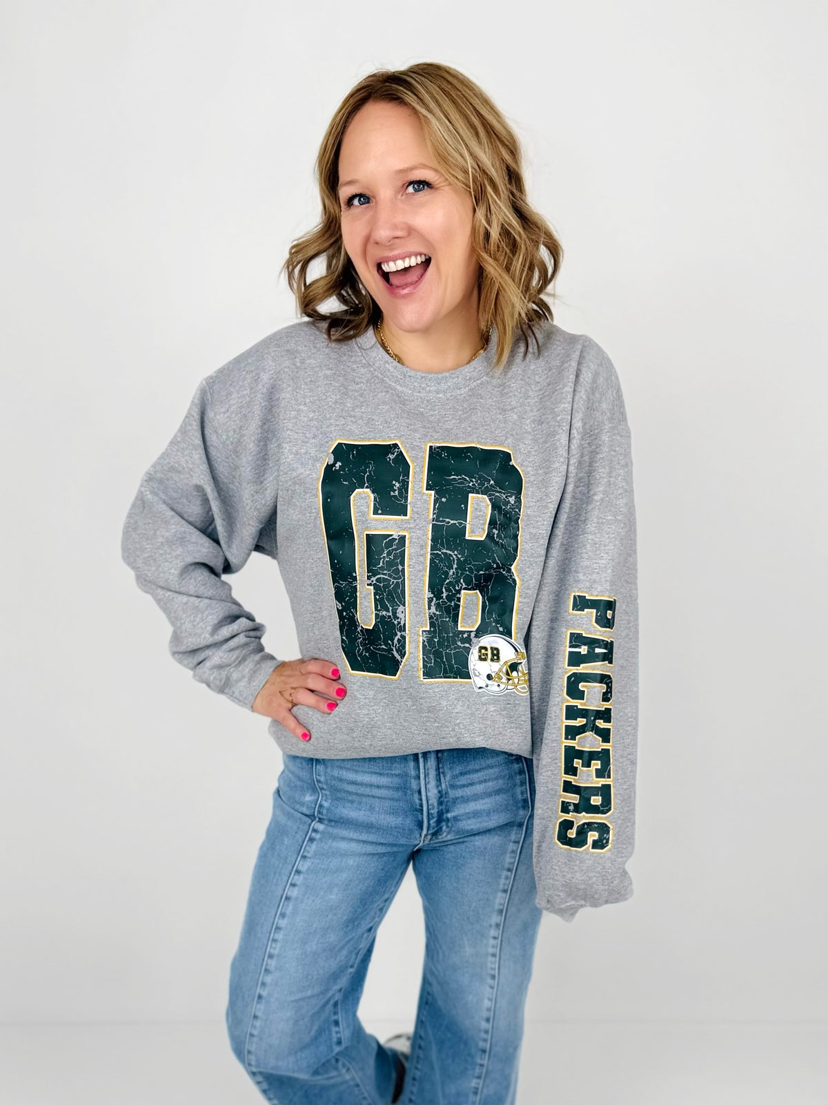 Green Bay Varsity Sleeve Sweatshirt {S-3X} - KaraMarie