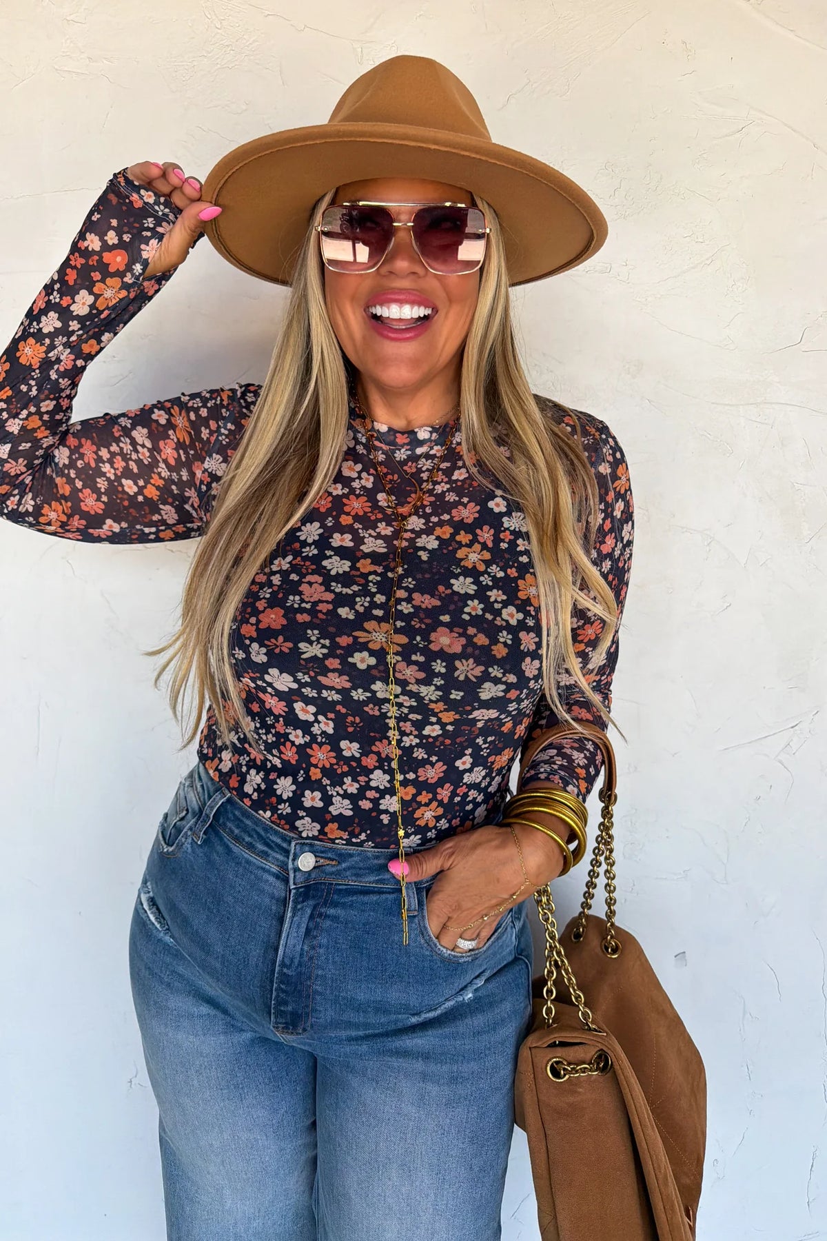 BLAKELEY Dress It Up Mesh Tops - Navy Floral {S/M-2X}