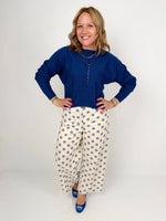 Playful Polka Wide-Leg Pants - Blue {S-L} - KaraMarie