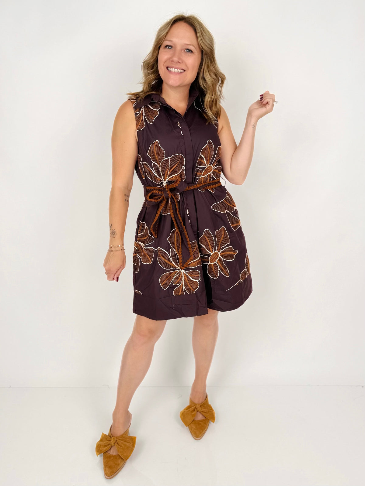 Cocoa Blossom Mini Dress {S-L} - KaraMarie