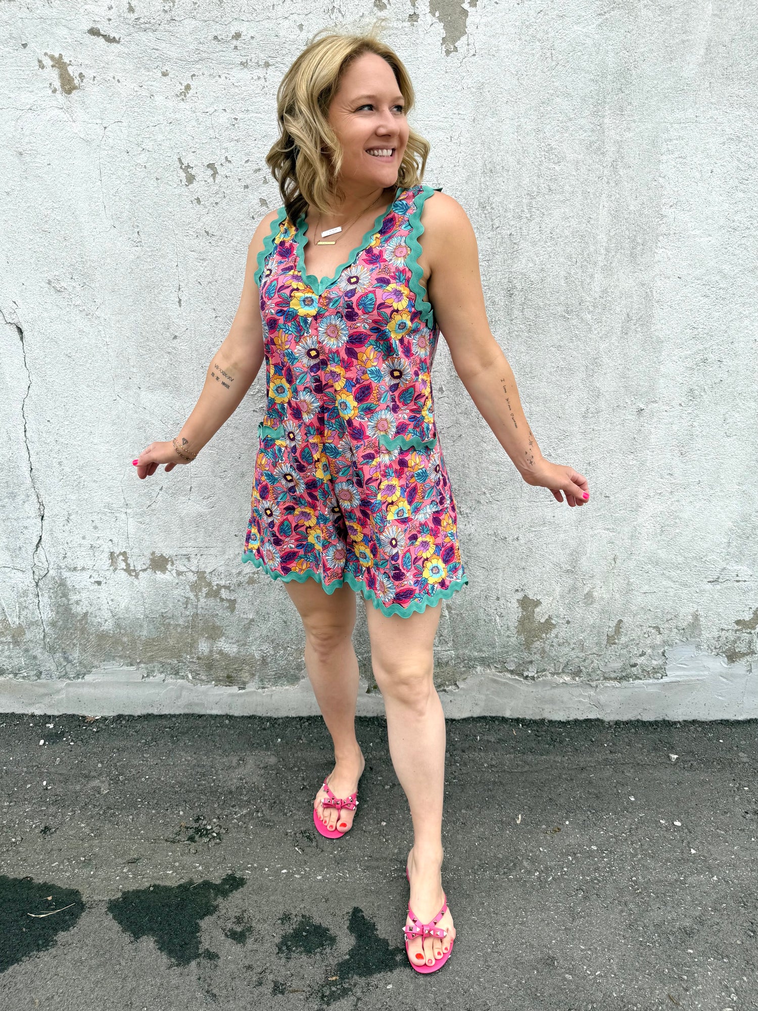 Wavy Garden Romper {S-3X} - KaraMarie