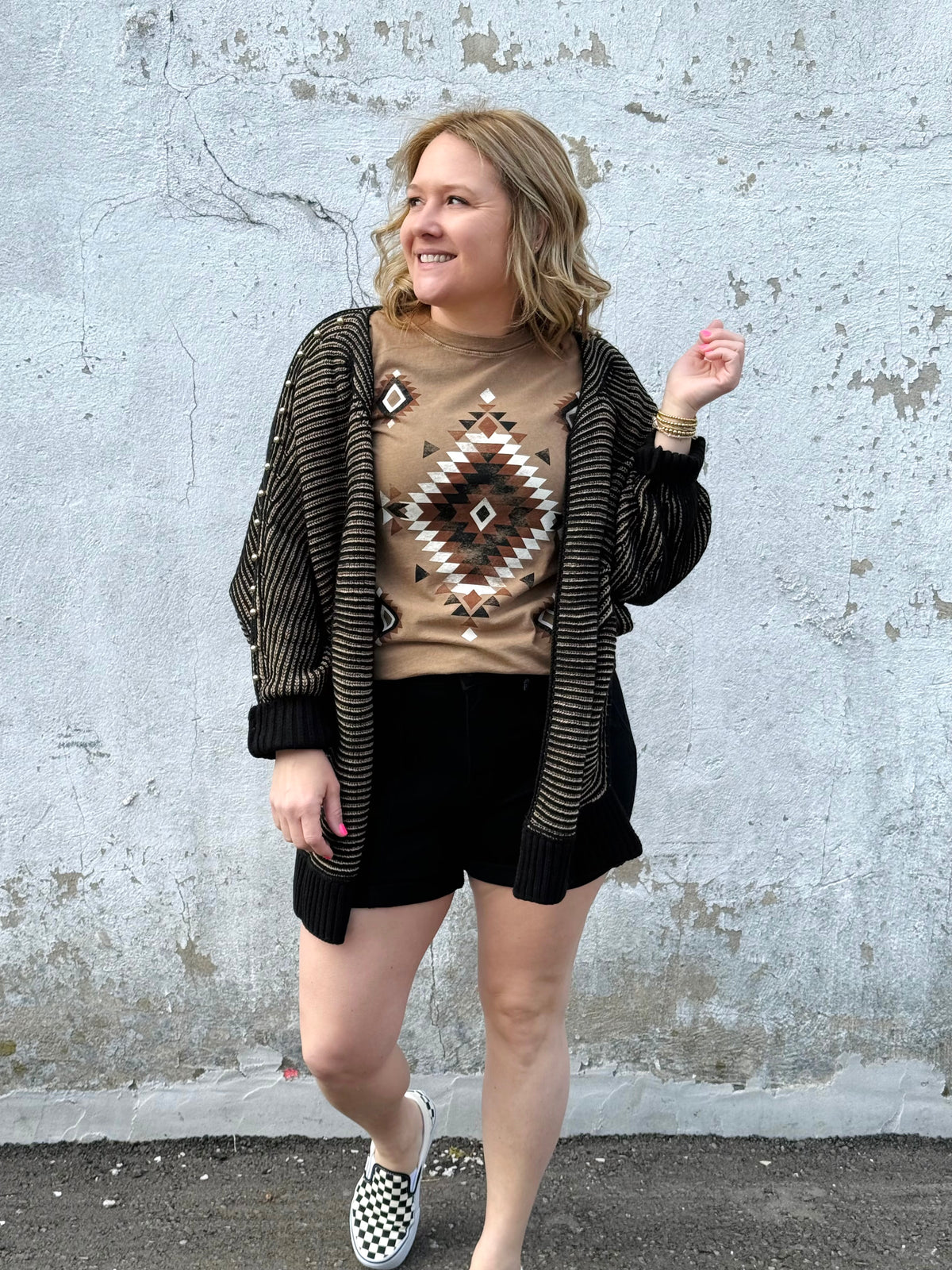 Studded Statement Side Slit Cardigan {S/M} - KaraMarie