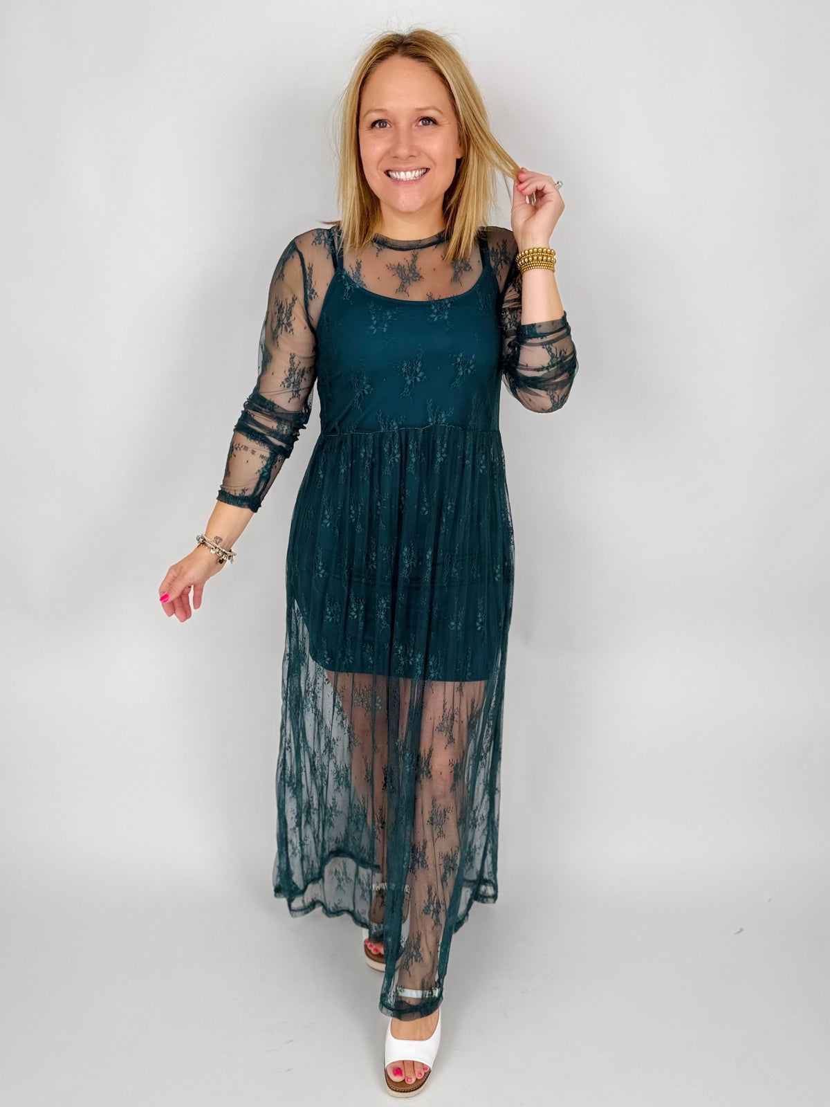 Blakeley Evangeline Lace Dress - Teal {XS-2X}