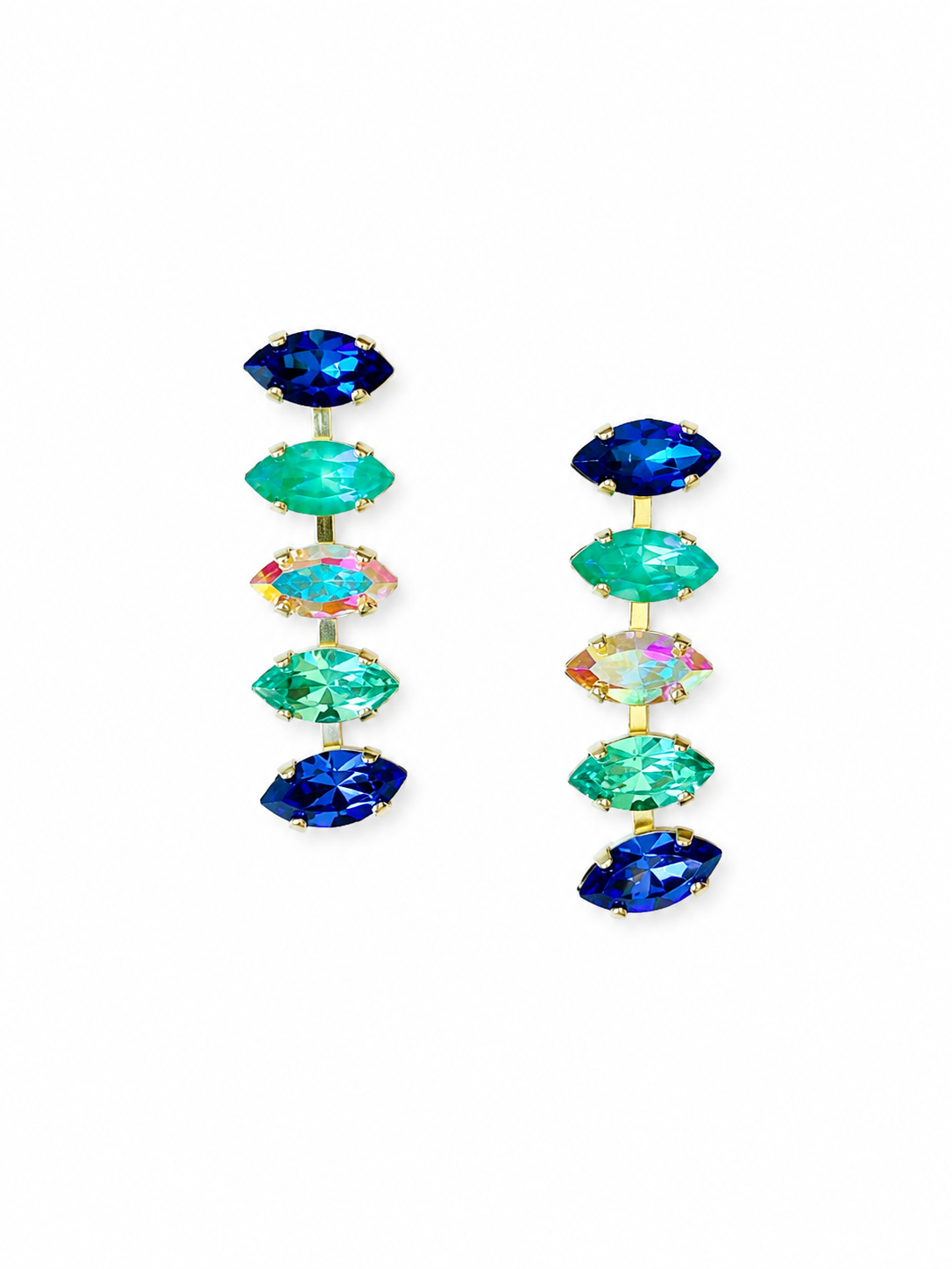 Navette Waterfall Earrings in Blue Hues