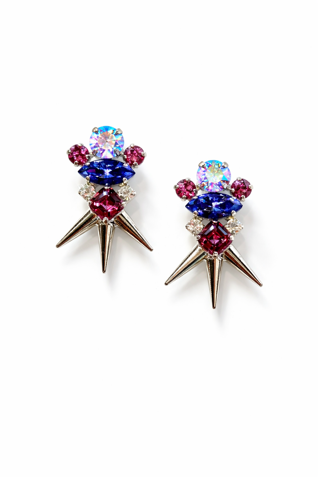 Spike Statement Earrings in Purple Hues