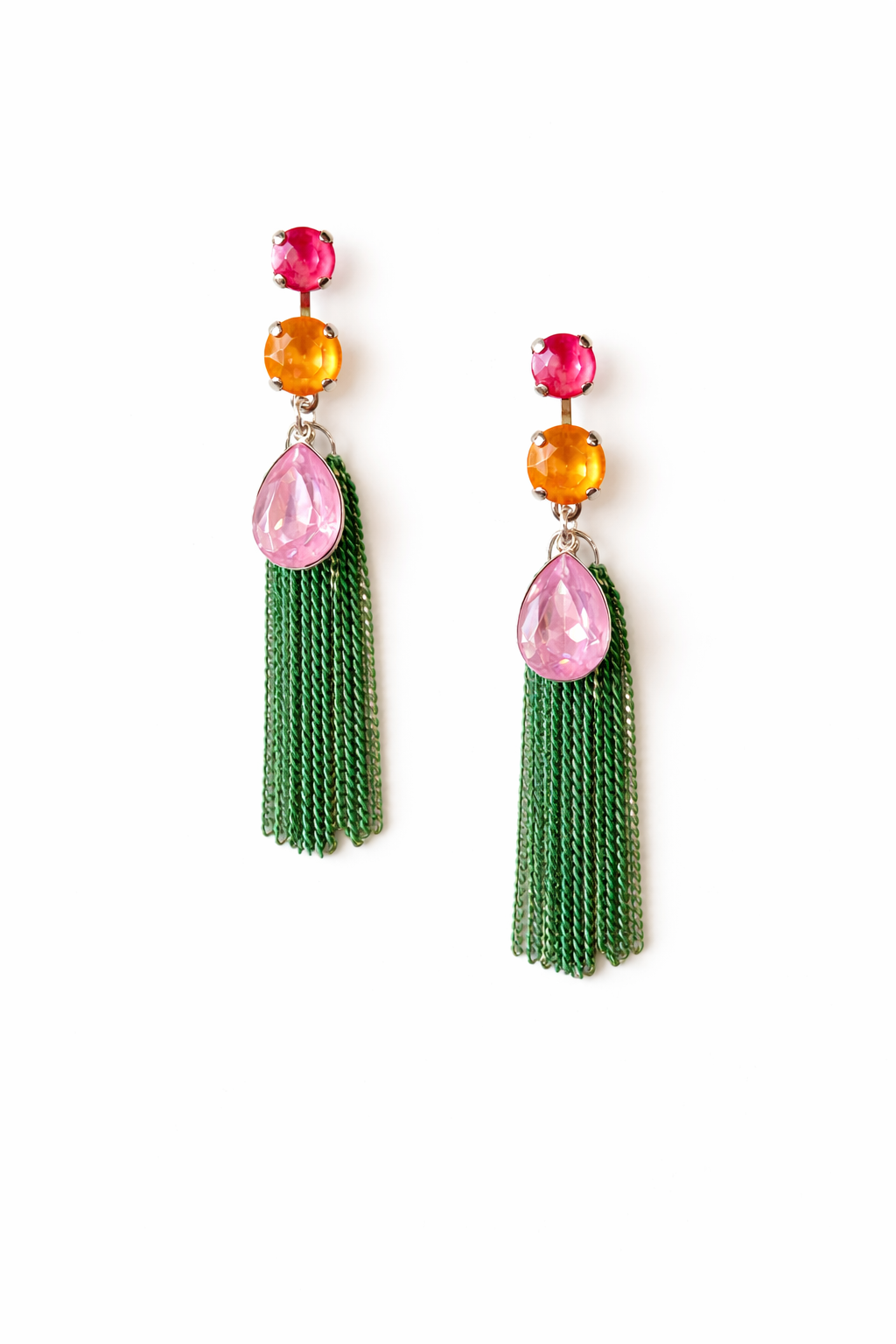 Tropics Collection :: Chain Fringe Polka Dot Earrings