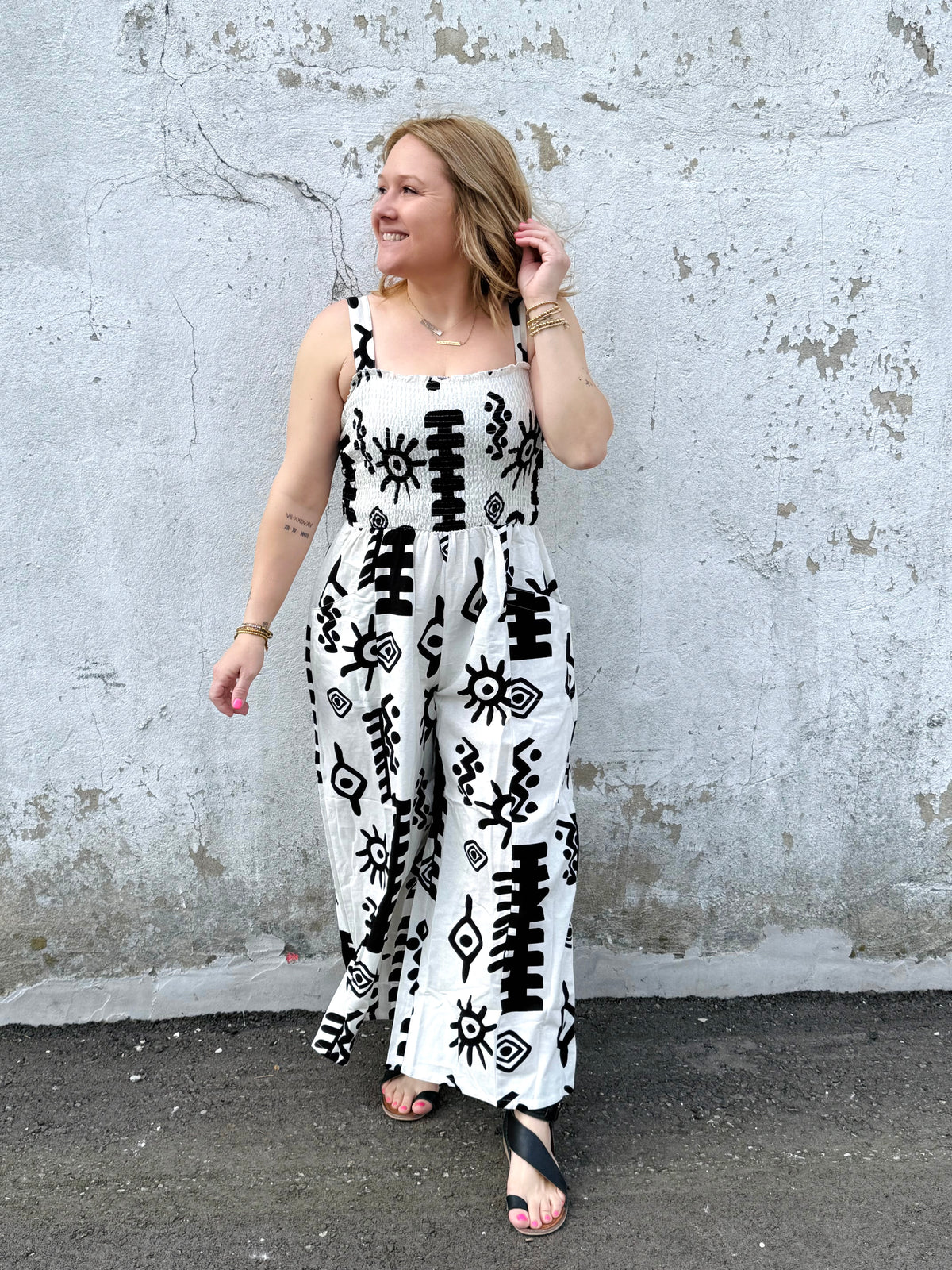 Pattern Pulse Sleeveless Jumpsuit {S-L} - KaraMarie