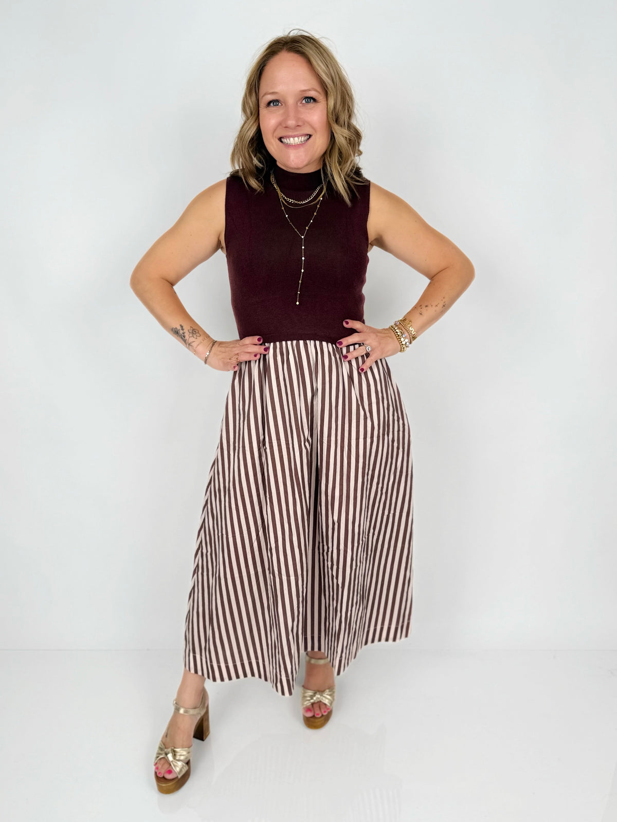 Sleek Striped Sleeveless Dress {S-L}