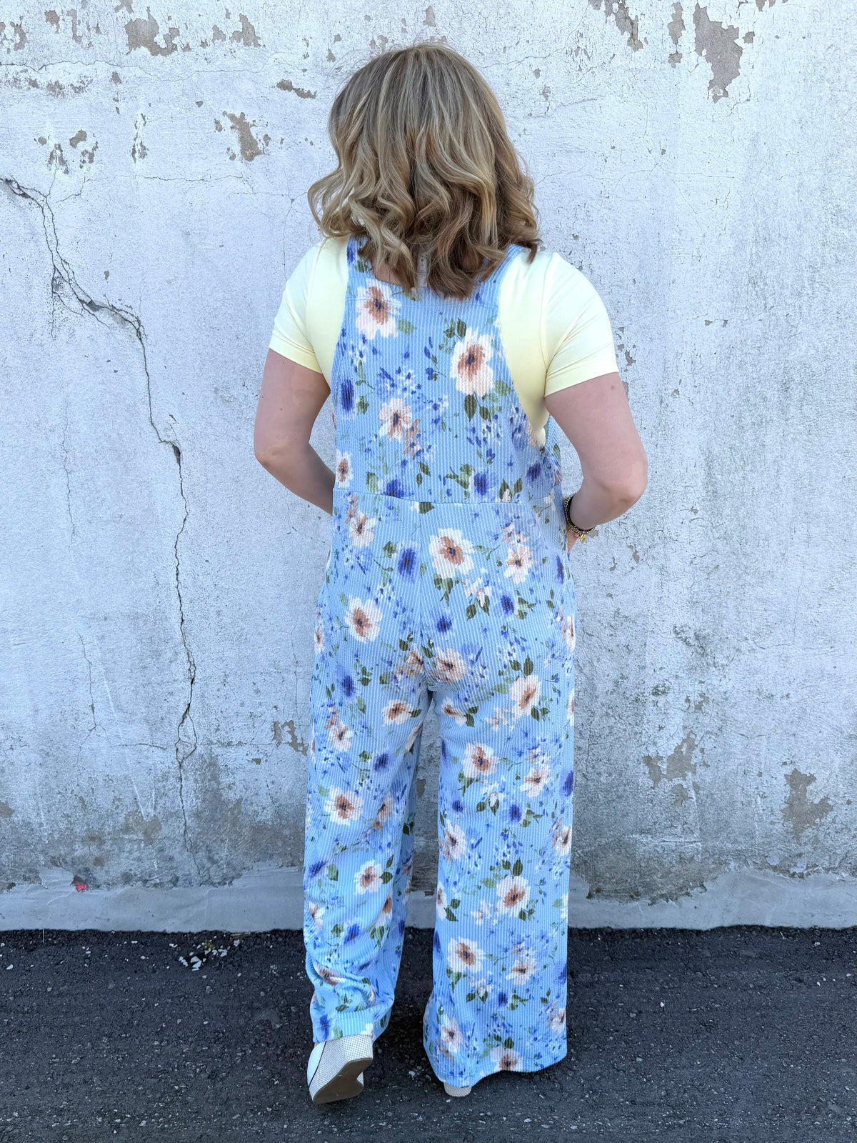 Blakeley Karli Floral Ribbed Overalls - Blue {XS-2X} - KaraMarie