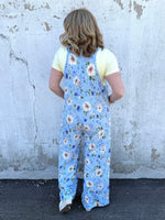 Blakeley Karli Floral Ribbed Overalls - Blue {XS-2X} - KaraMarie
