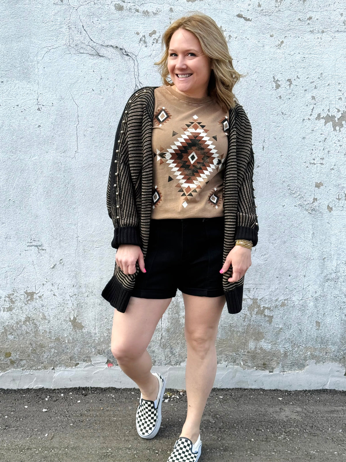 Studded Statement Side Slit Cardigan {S/M} - KaraMarie