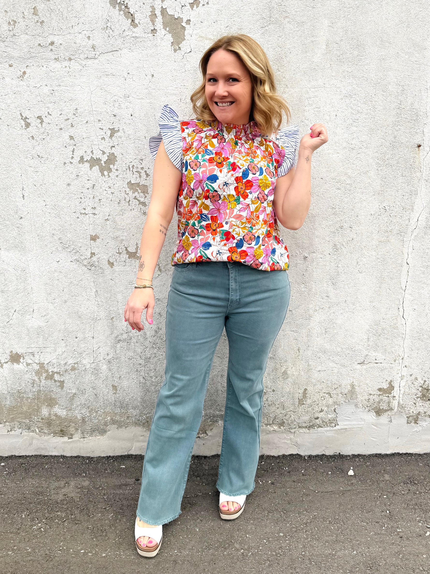 Garden Party Ruffle Sleeve Top in Orchid {S-L} - KaraMarie