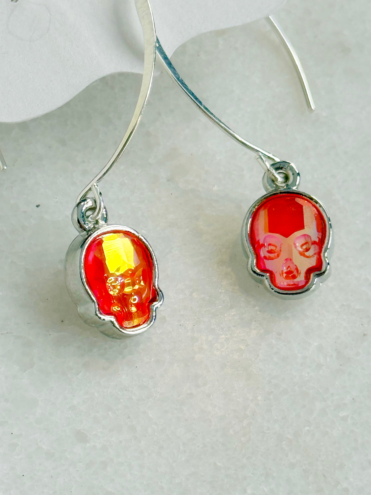Skull Candy Earrings in Ultra Orange AB