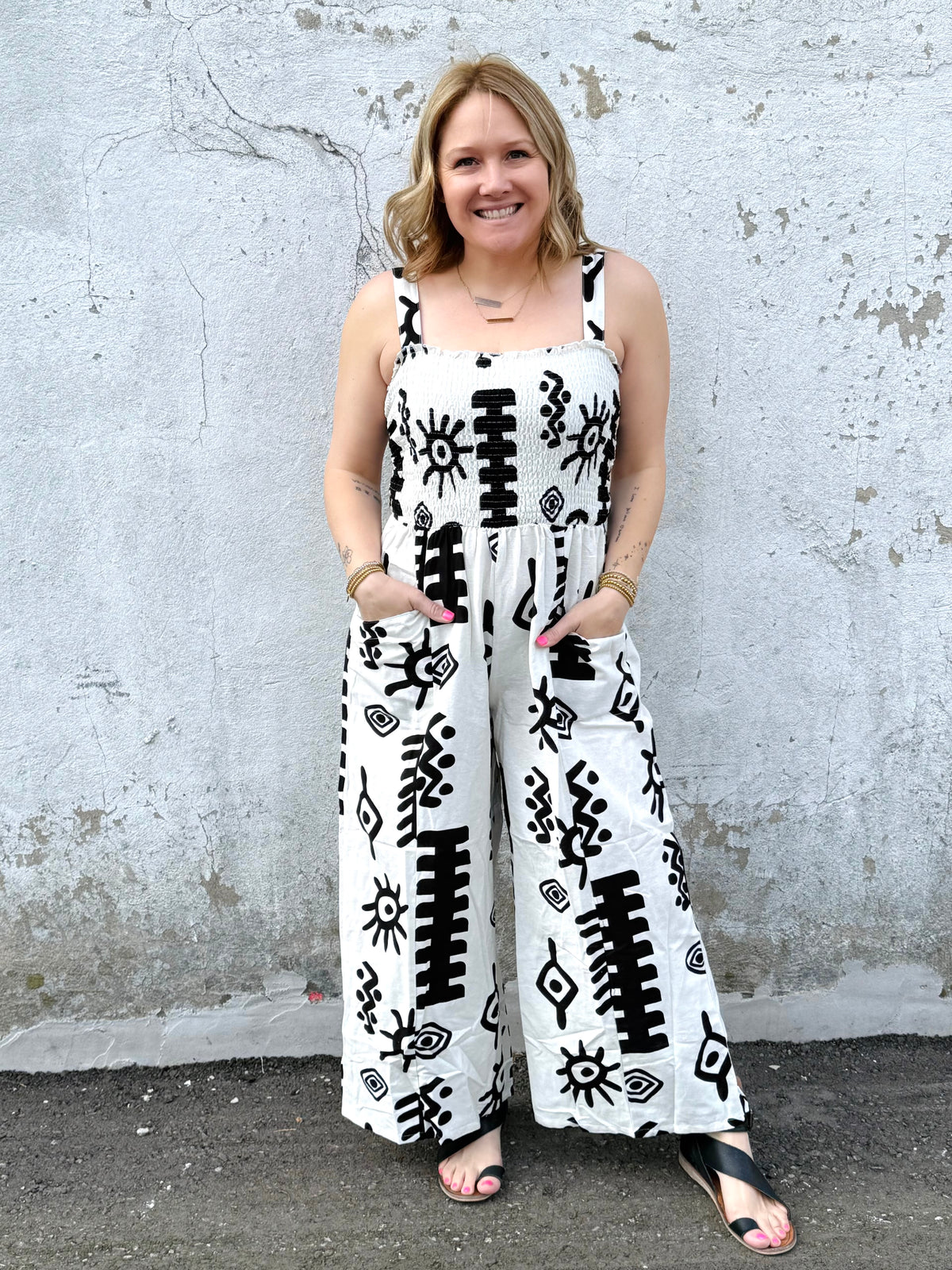 Pattern Pulse Sleeveless Jumpsuit {S-L} - KaraMarie