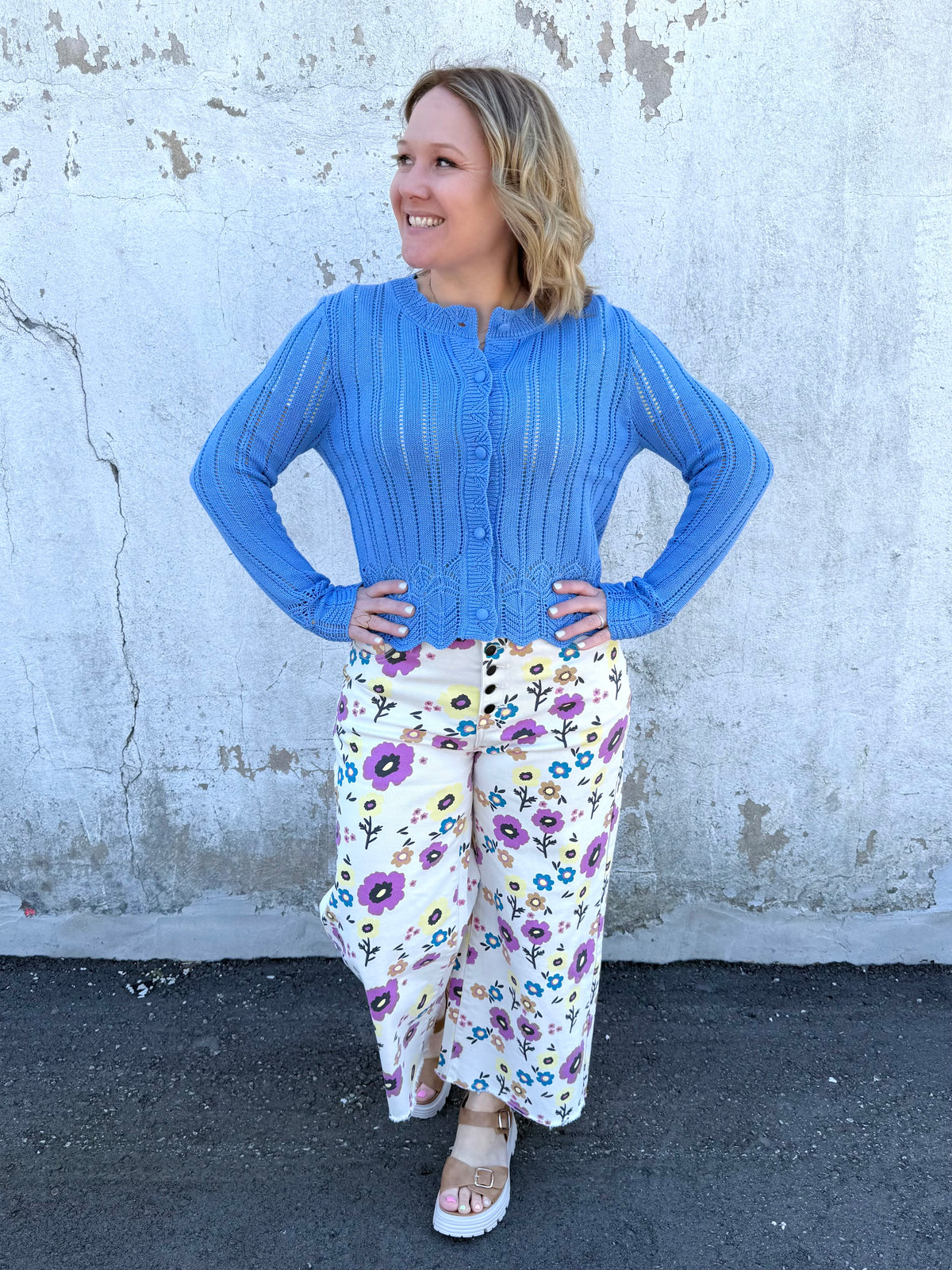 Bluebell Pointelle Knit Top {S-3X} - KaraMarie