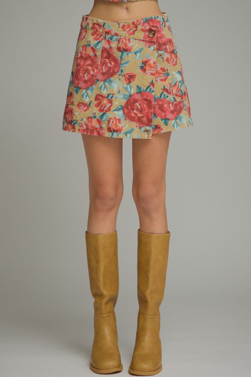 Floral Delight Denim Wrap Skort {S-L}