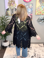 Breezy Bell Crochet Cardigan - Black {SM-ML} - KaraMarie