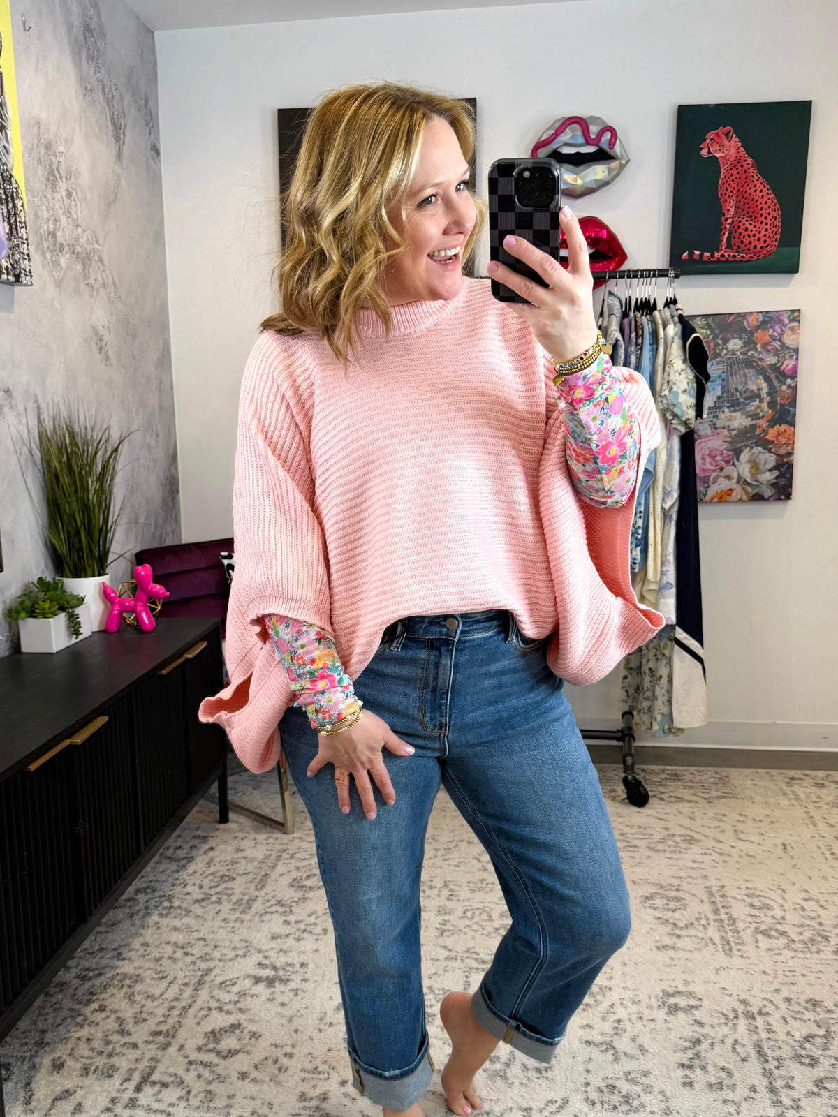 Meg Pullover Poncho - Peach {XS-CURVY} - KaraMarie