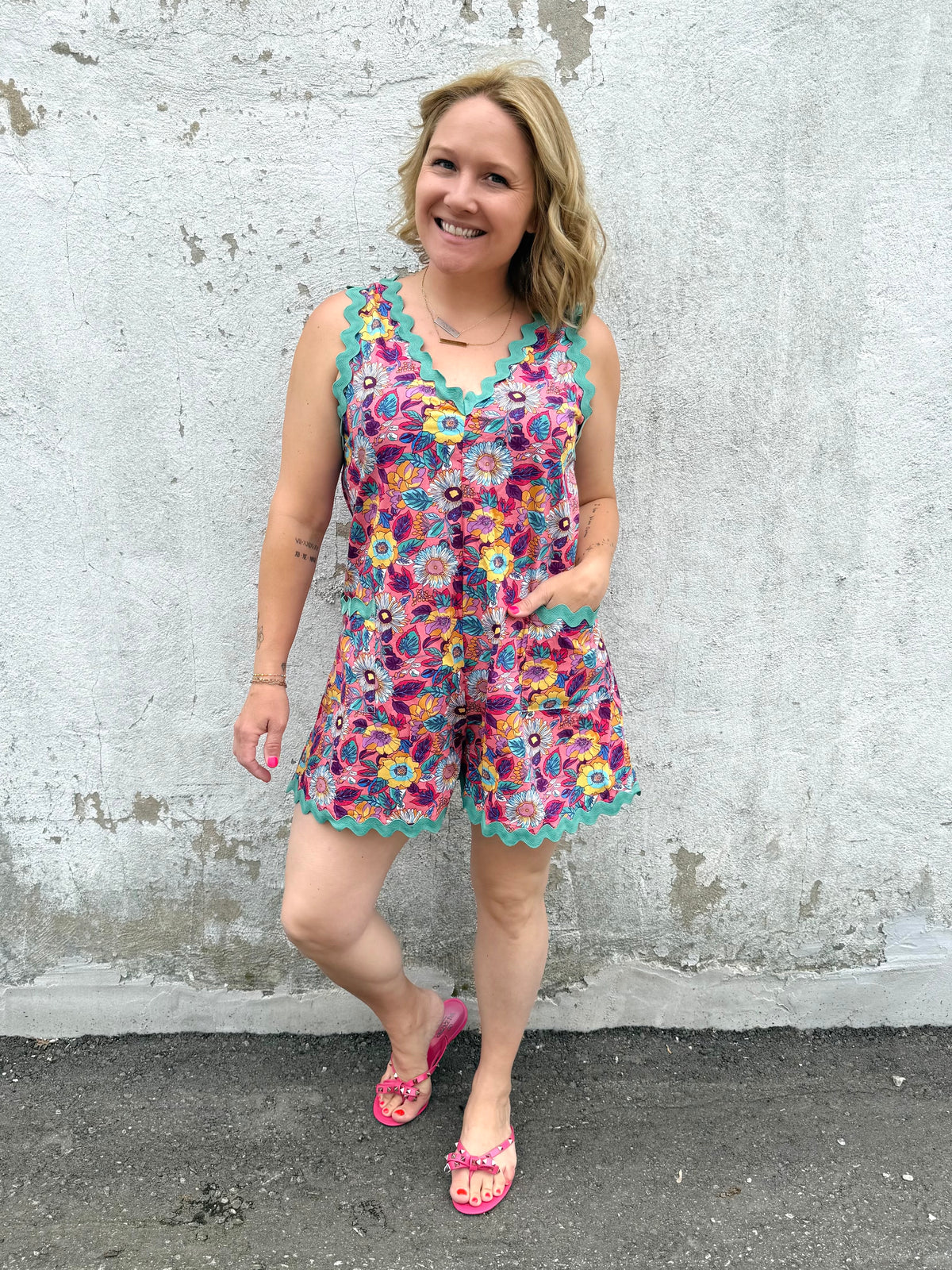 Wavy Garden Romper {S-3X} - KaraMarie