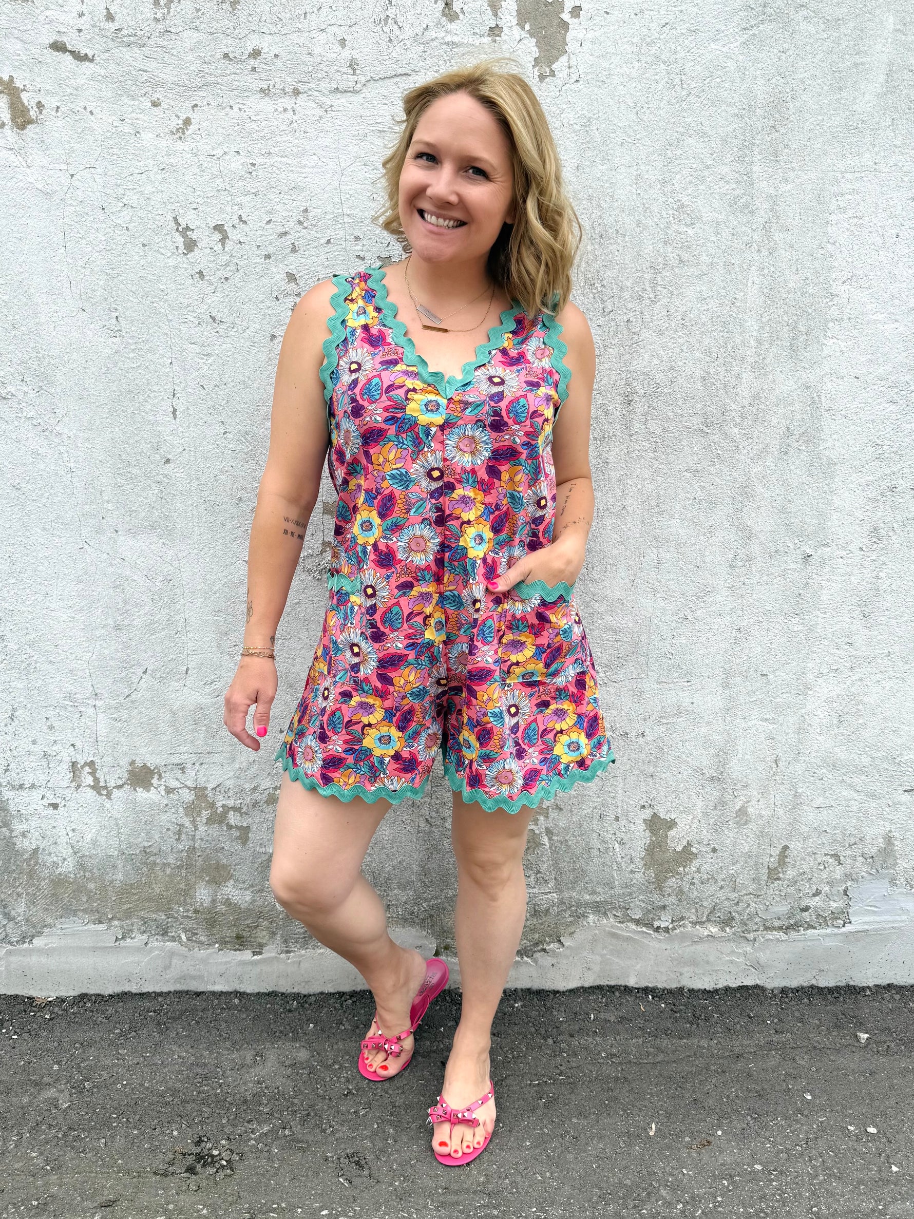 Wavy Garden Romper {S-3X} - KaraMarie