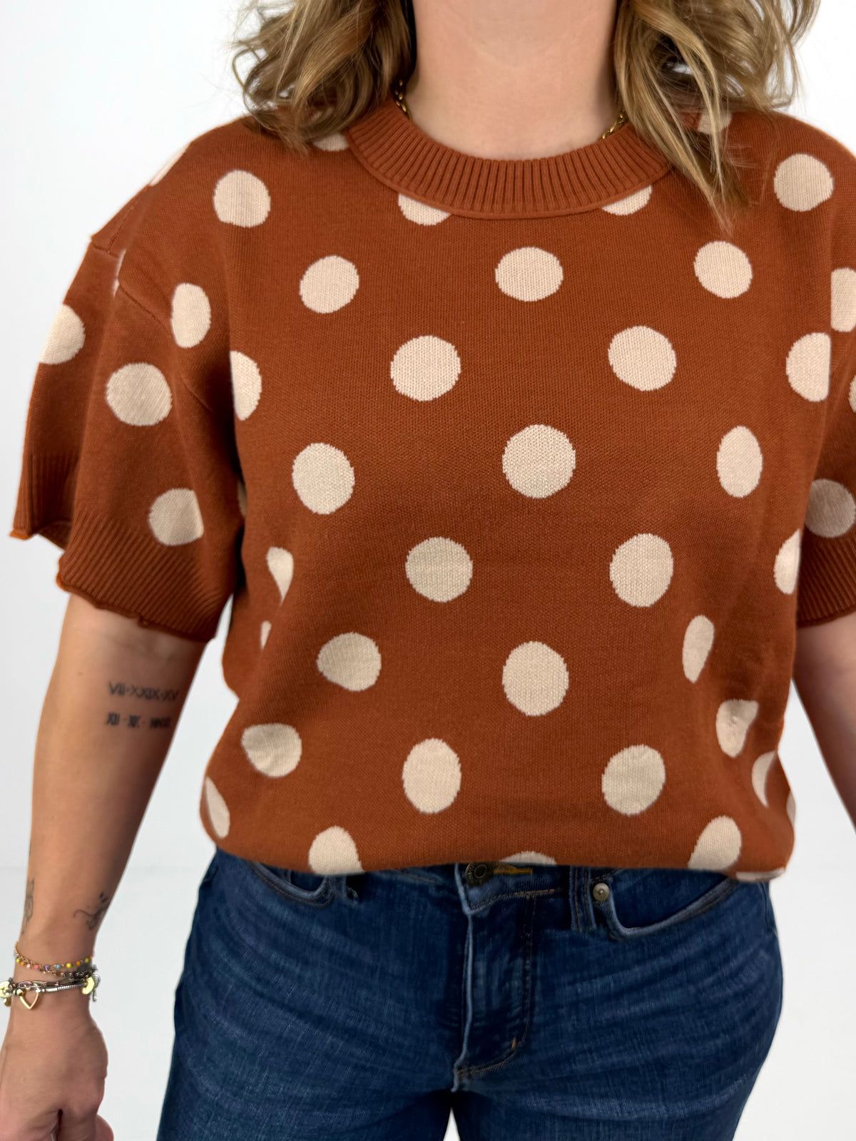 Cozy Polka Sweater Top - Toffee {S-L}