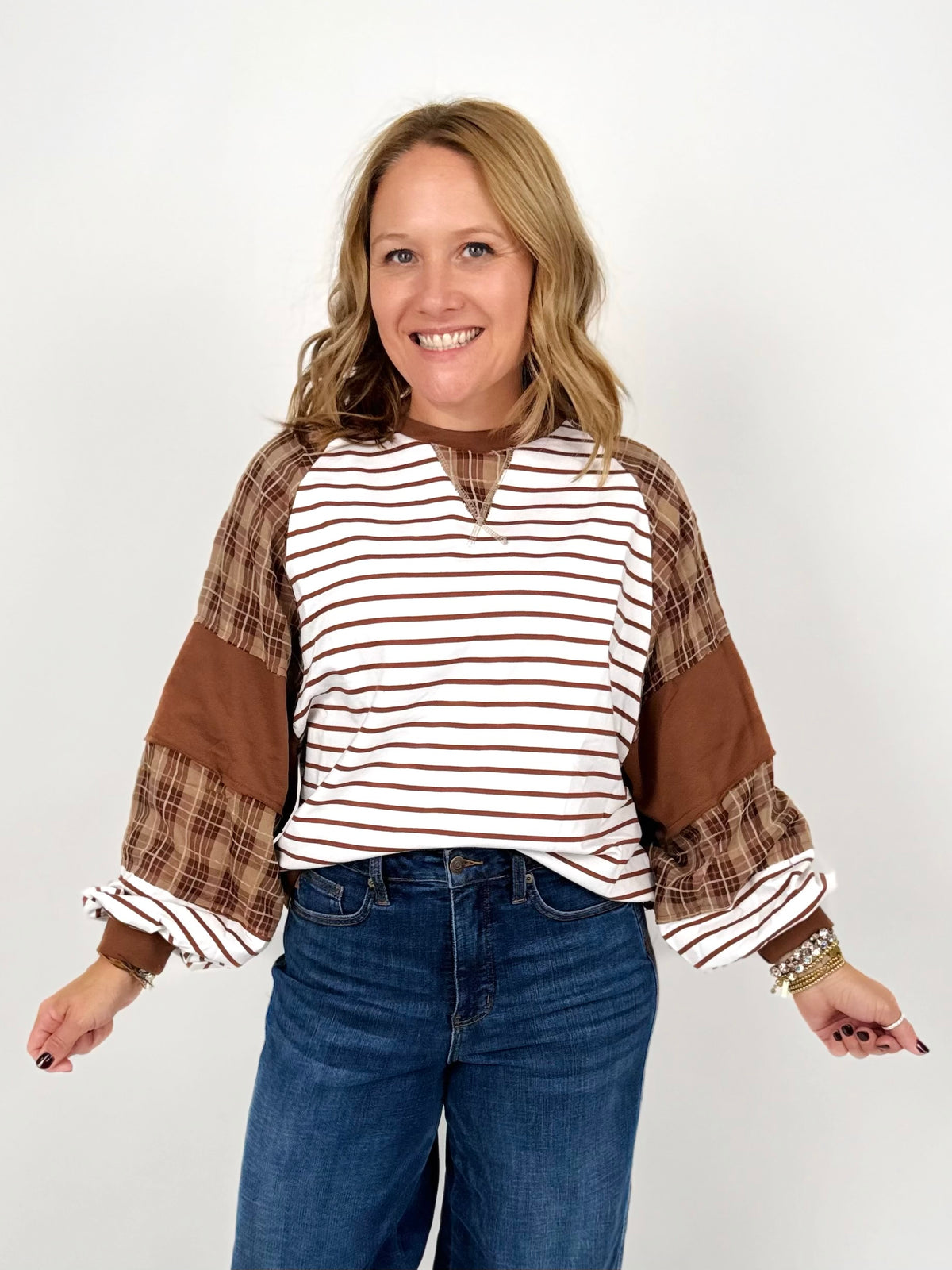 Earthy Plaid Striped Top {S-L} - KaraMarie