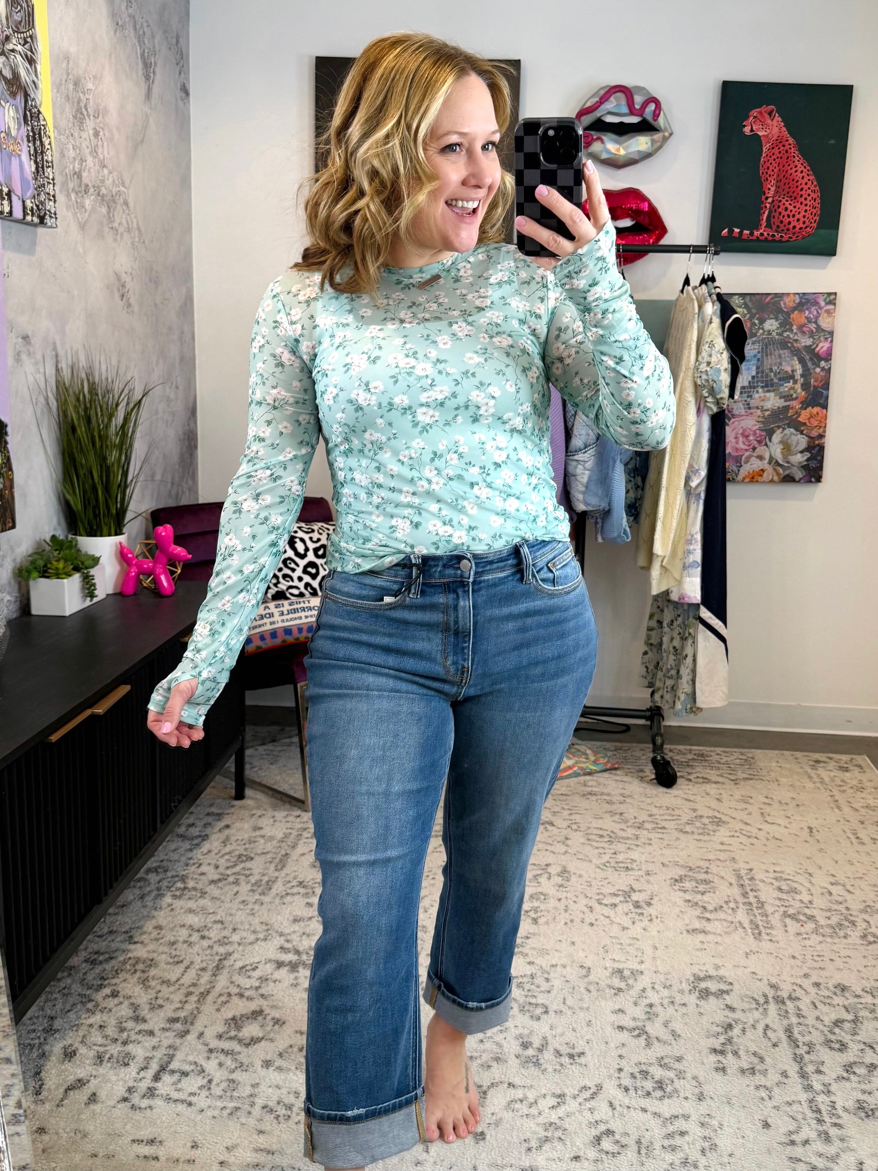 BLAKELEY Dress It Up Mesh Tops in Sage Floral {S/M-2X} - KaraMarie