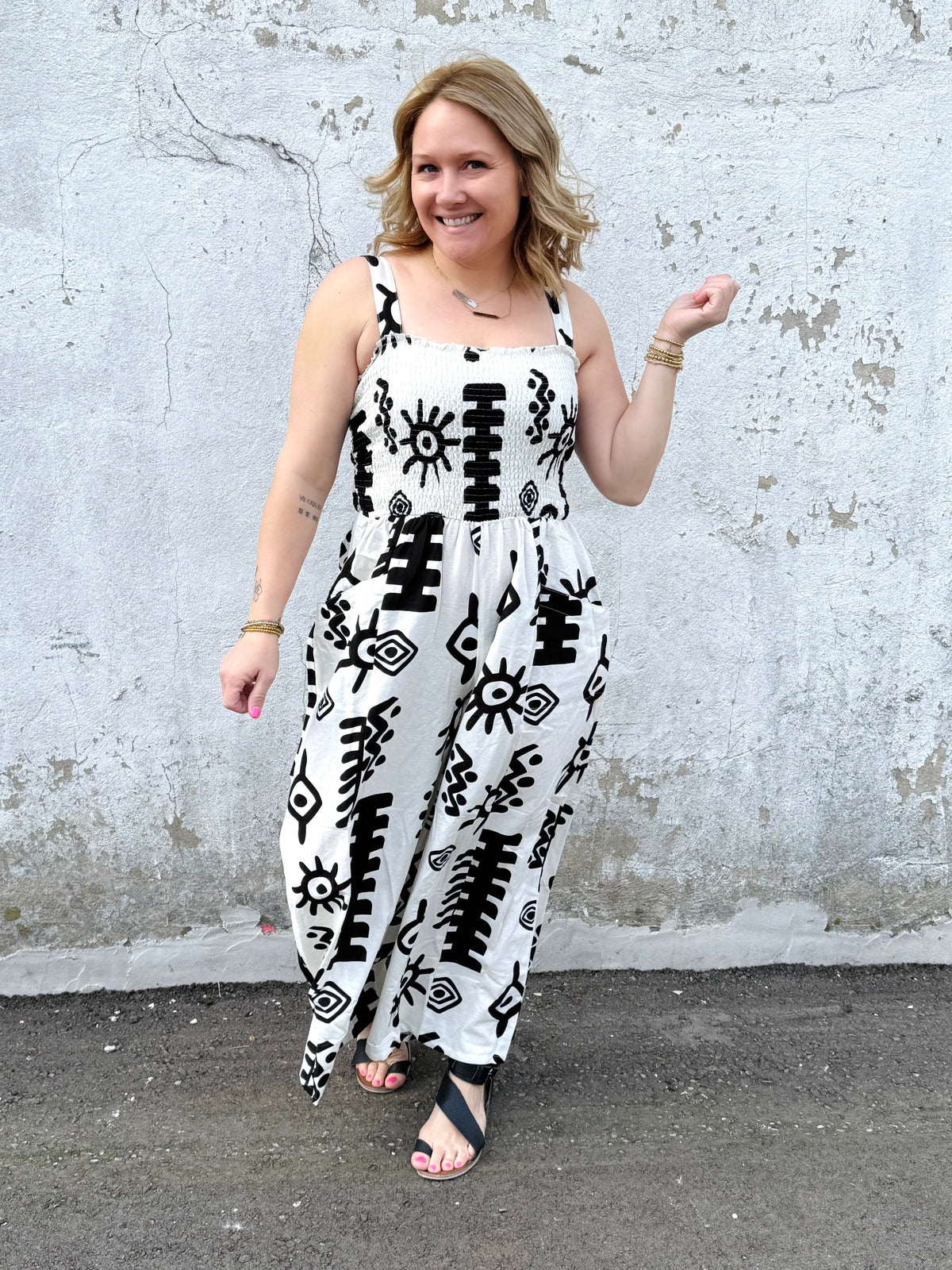 Pattern Pulse Sleeveless Jumpsuit {S-L} - KaraMarie