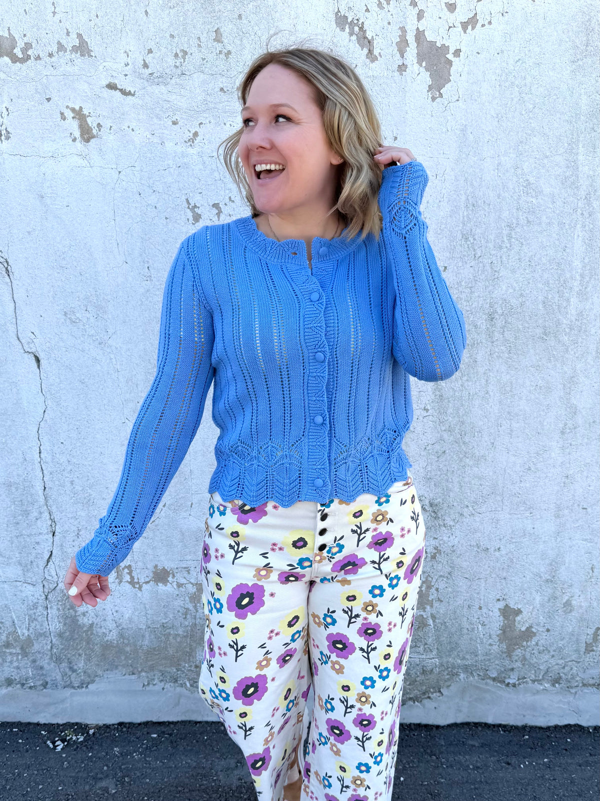 Bluebell Pointelle Knit Top {S-3X} - KaraMarie