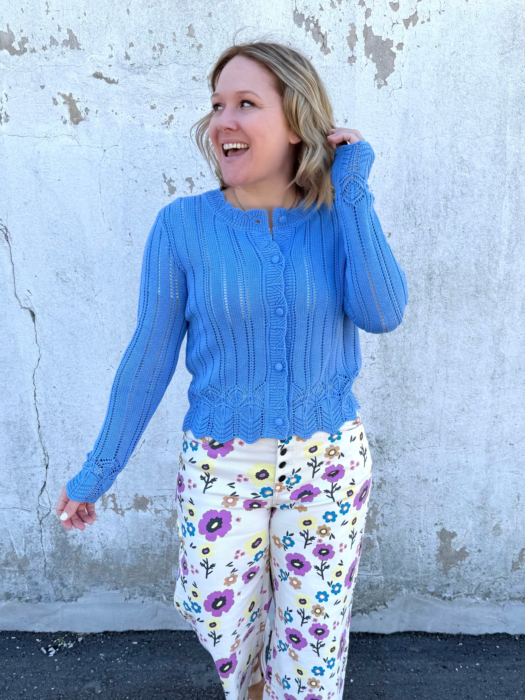 Bluebell Pointelle Knit Top {S-3X} - KaraMarie