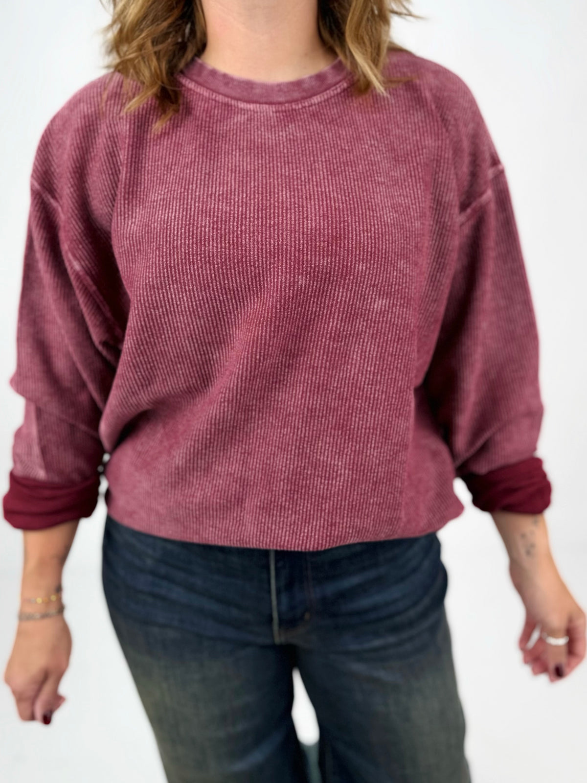Moon Ryder Corded Crew in Maroon {XS-2X} - KaraMarie