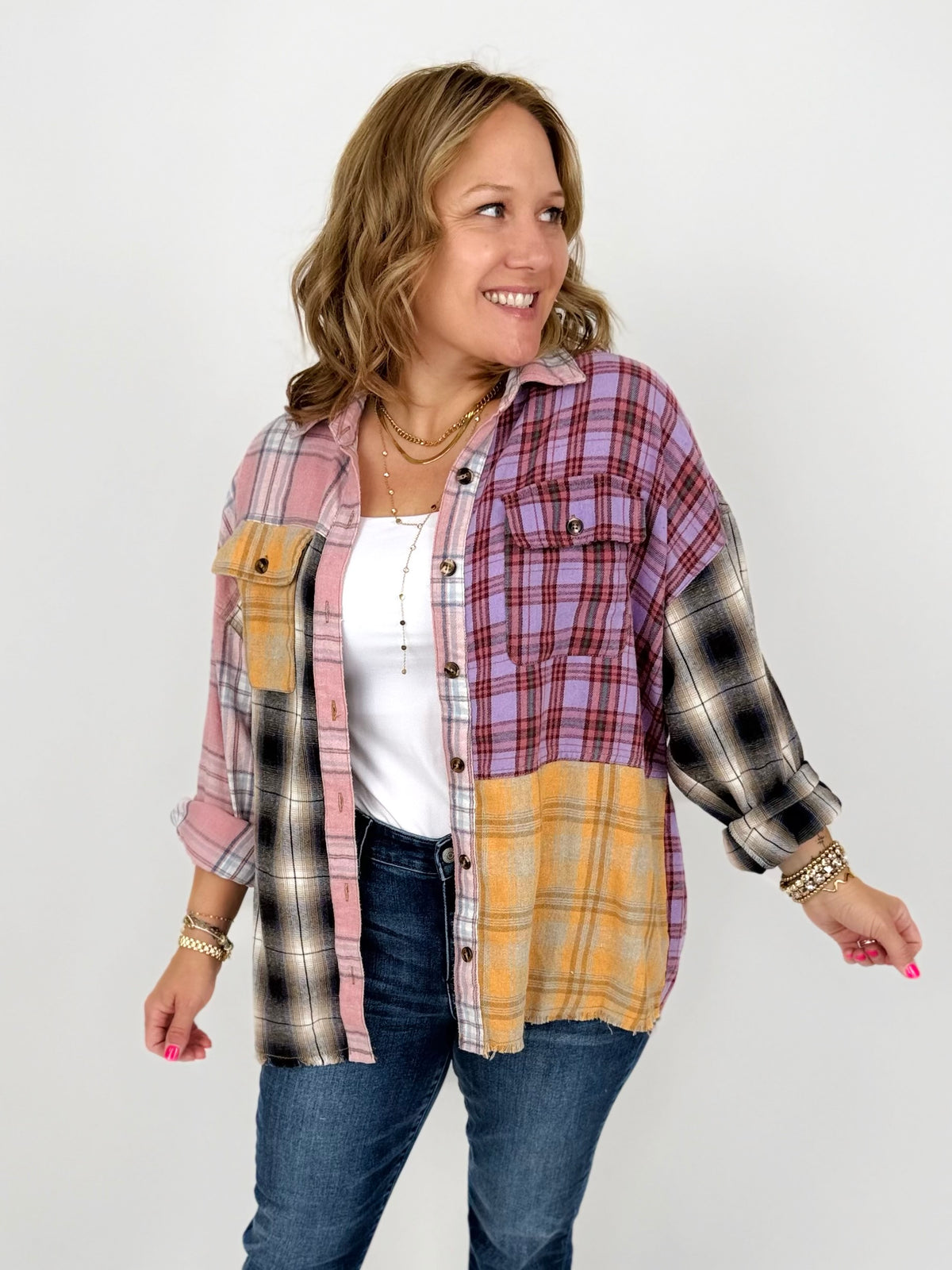 Plaid Mash-Up Flannel {S-3X} - KaraMarie