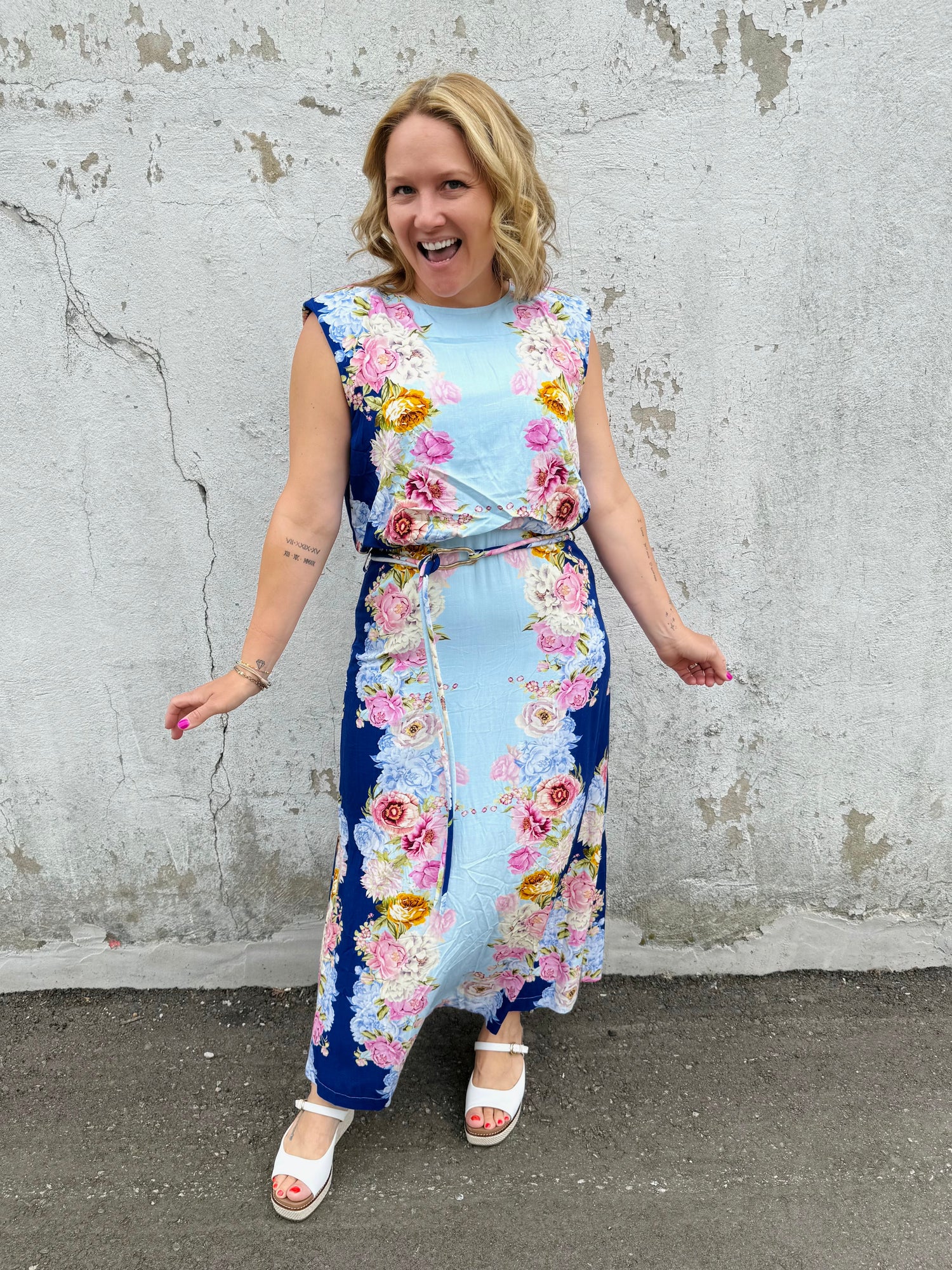 Blue Blooms Belted Dress {S-L}