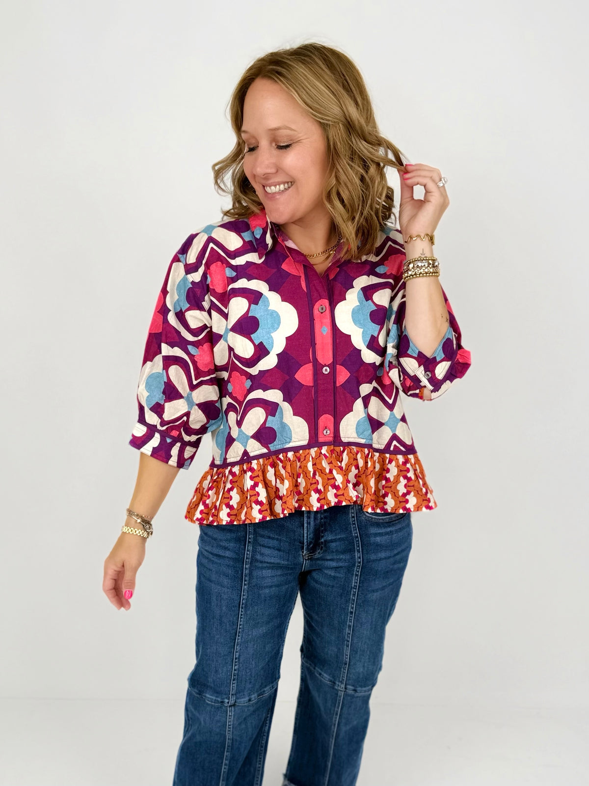 Petal Press Blouse {S-L} - KaraMarie