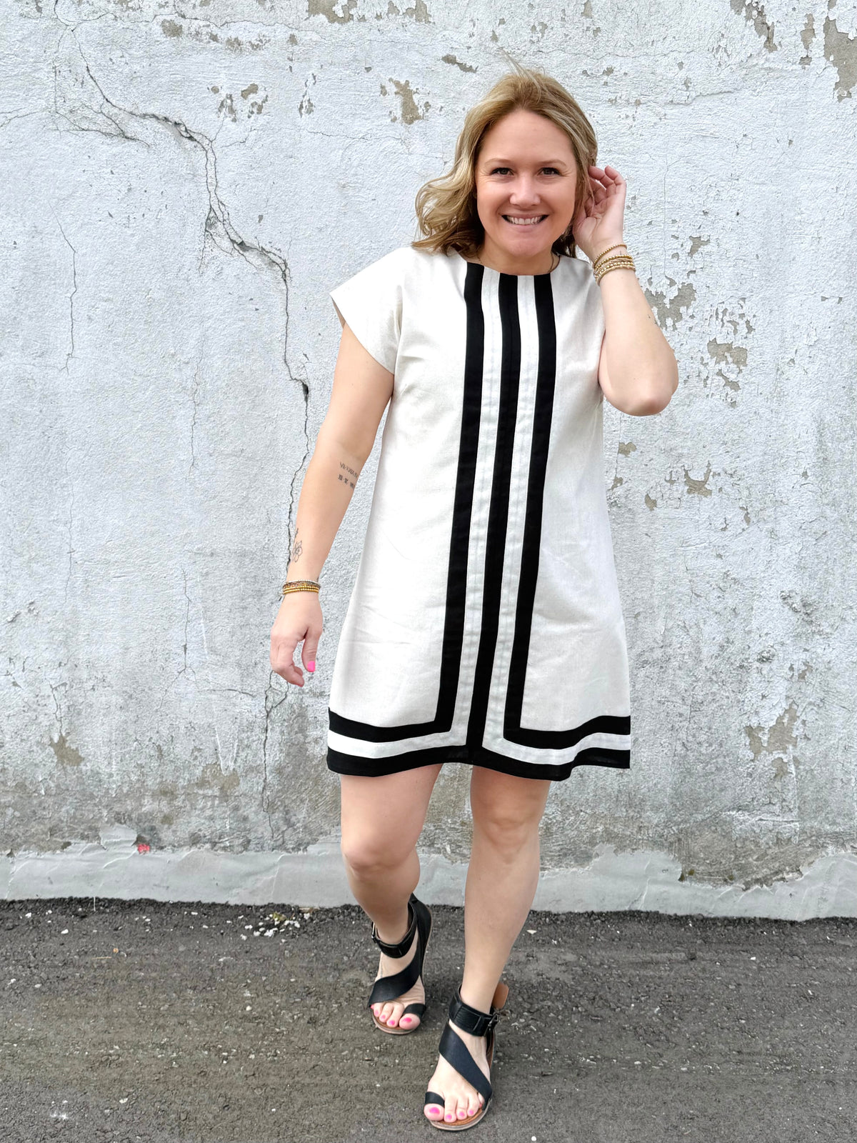 Sandbar Stripe Linen Dress {S-L} - KaraMarie