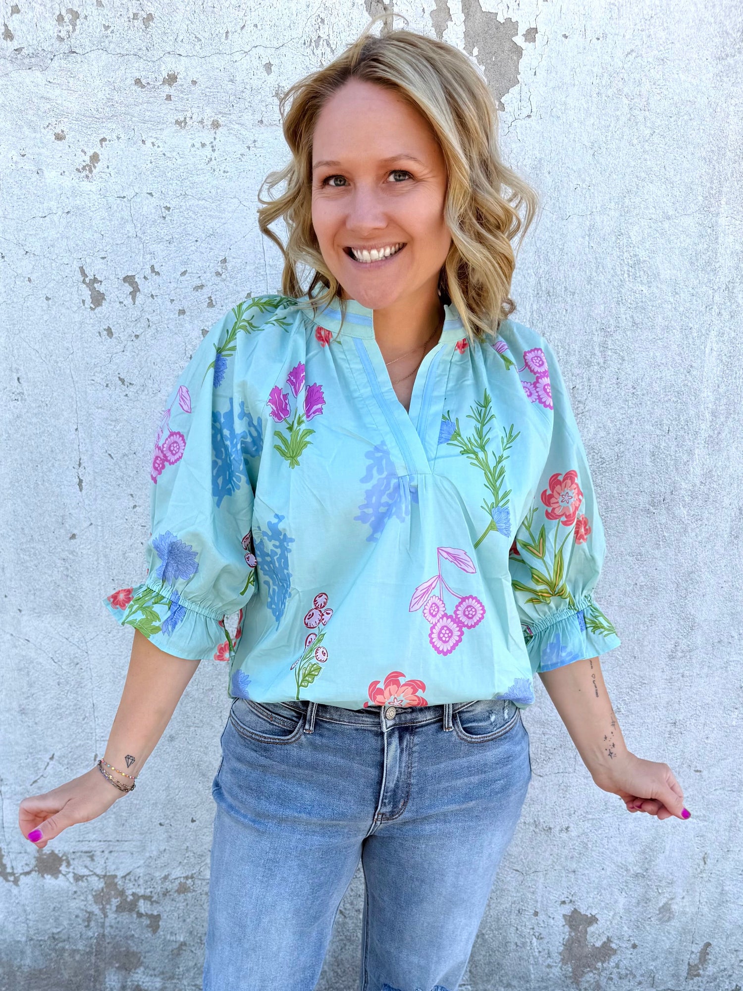 Coastal Garden Blouse {S-2X}