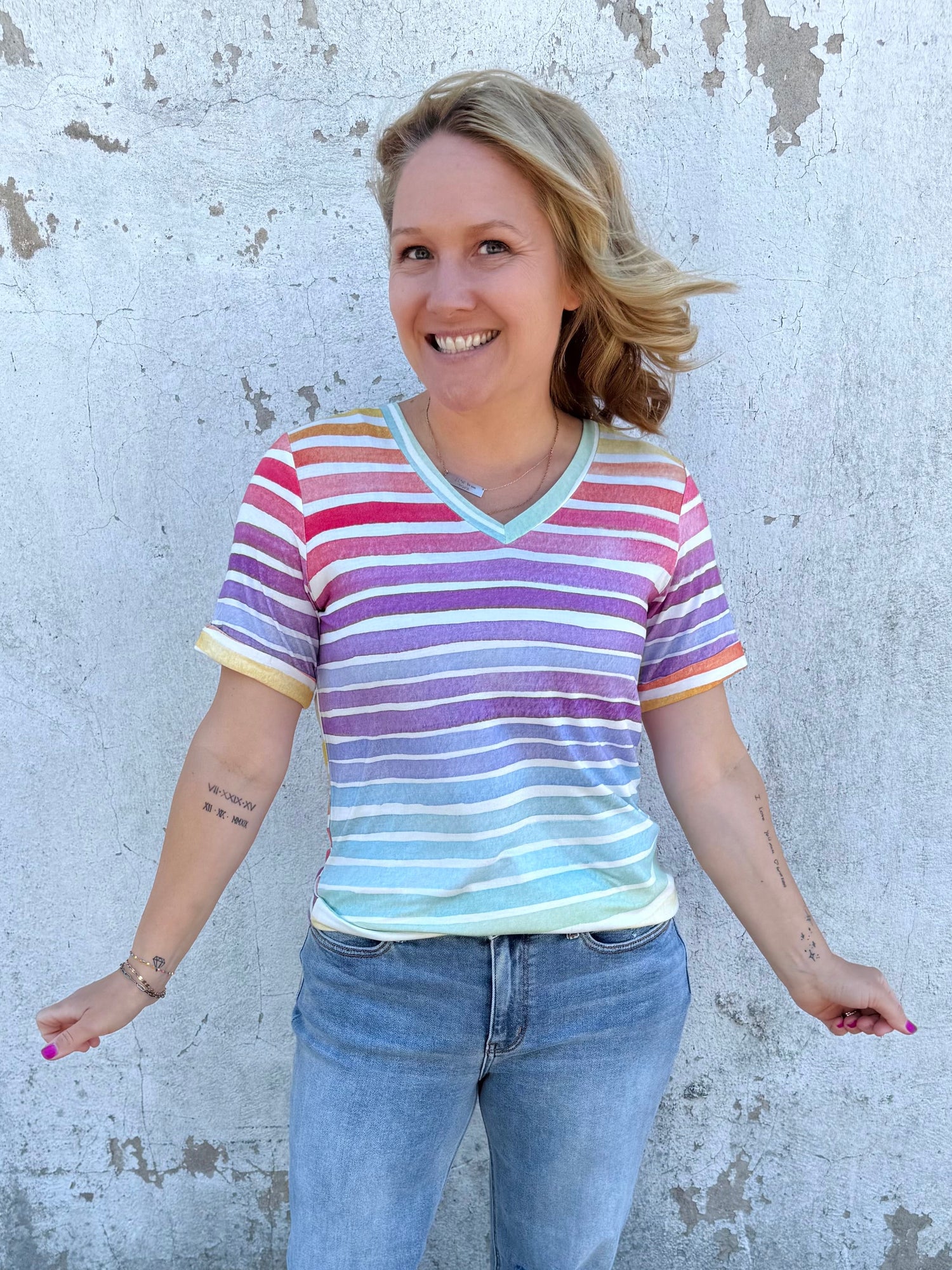 MM Sophie Tee - Rainbow Stripes {S-3X} - KaraMarie