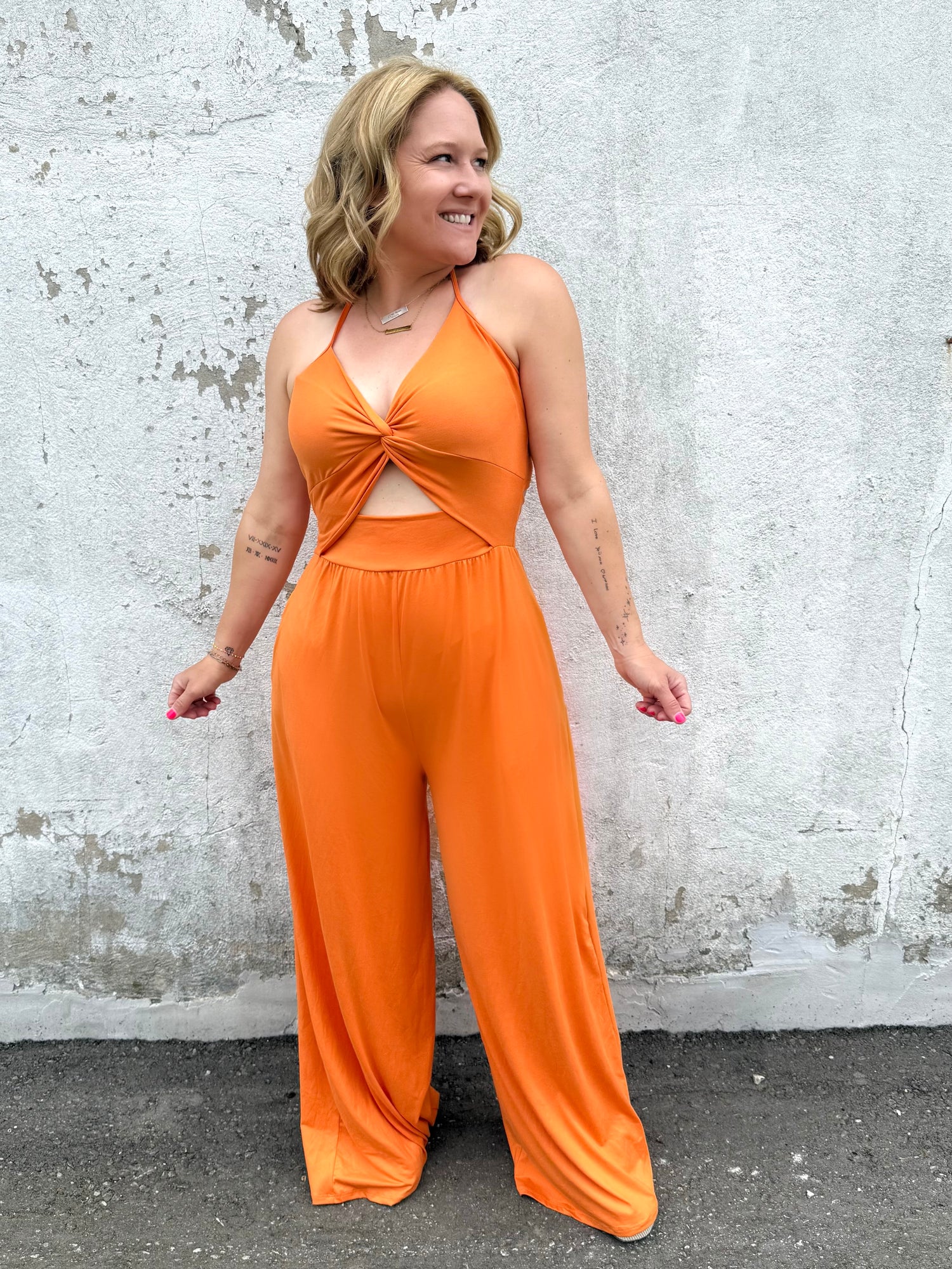 Top Tier Jumpsuit in Orange {S-3X}