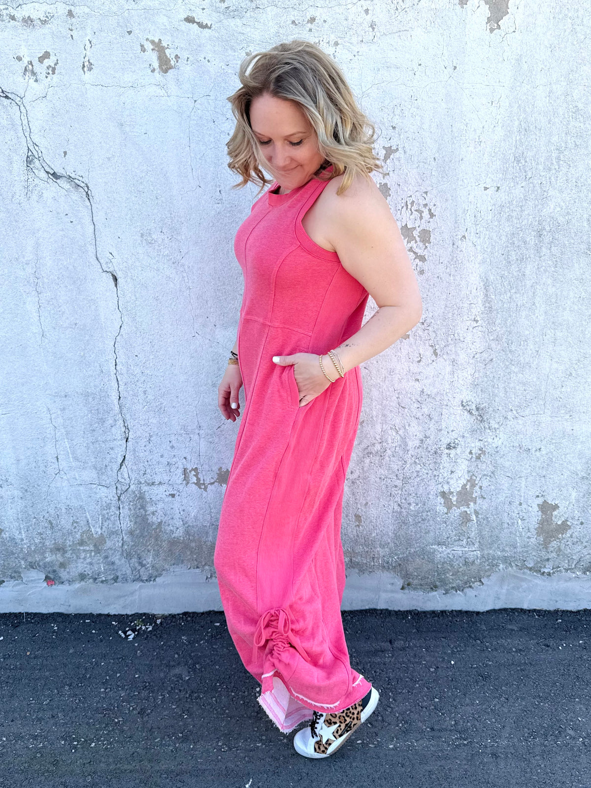 Stylish Ruched Detail Jumpsuit in Pink {S-3X} - KaraMarie