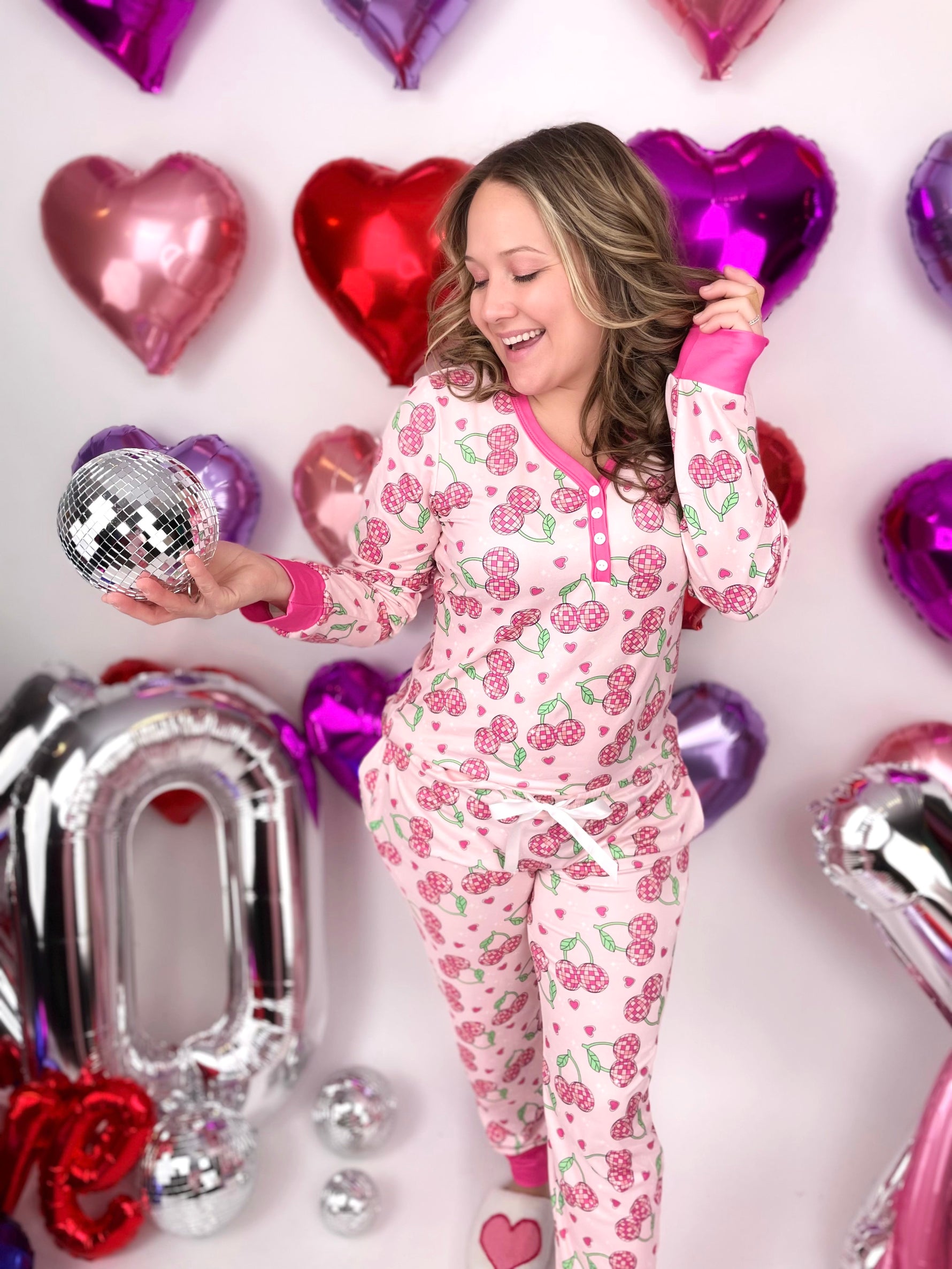 Pajama Set - Long Sleeve - Disco Cherry - KaraMarie