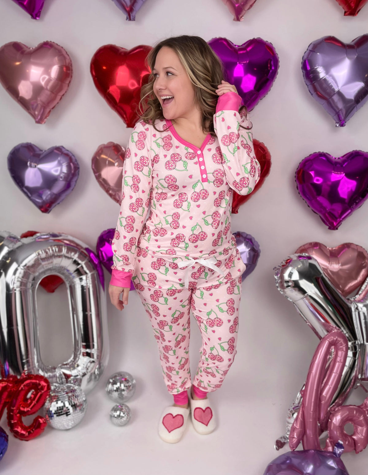 Pajama Set - Long Sleeve - Disco Cherry - KaraMarie
